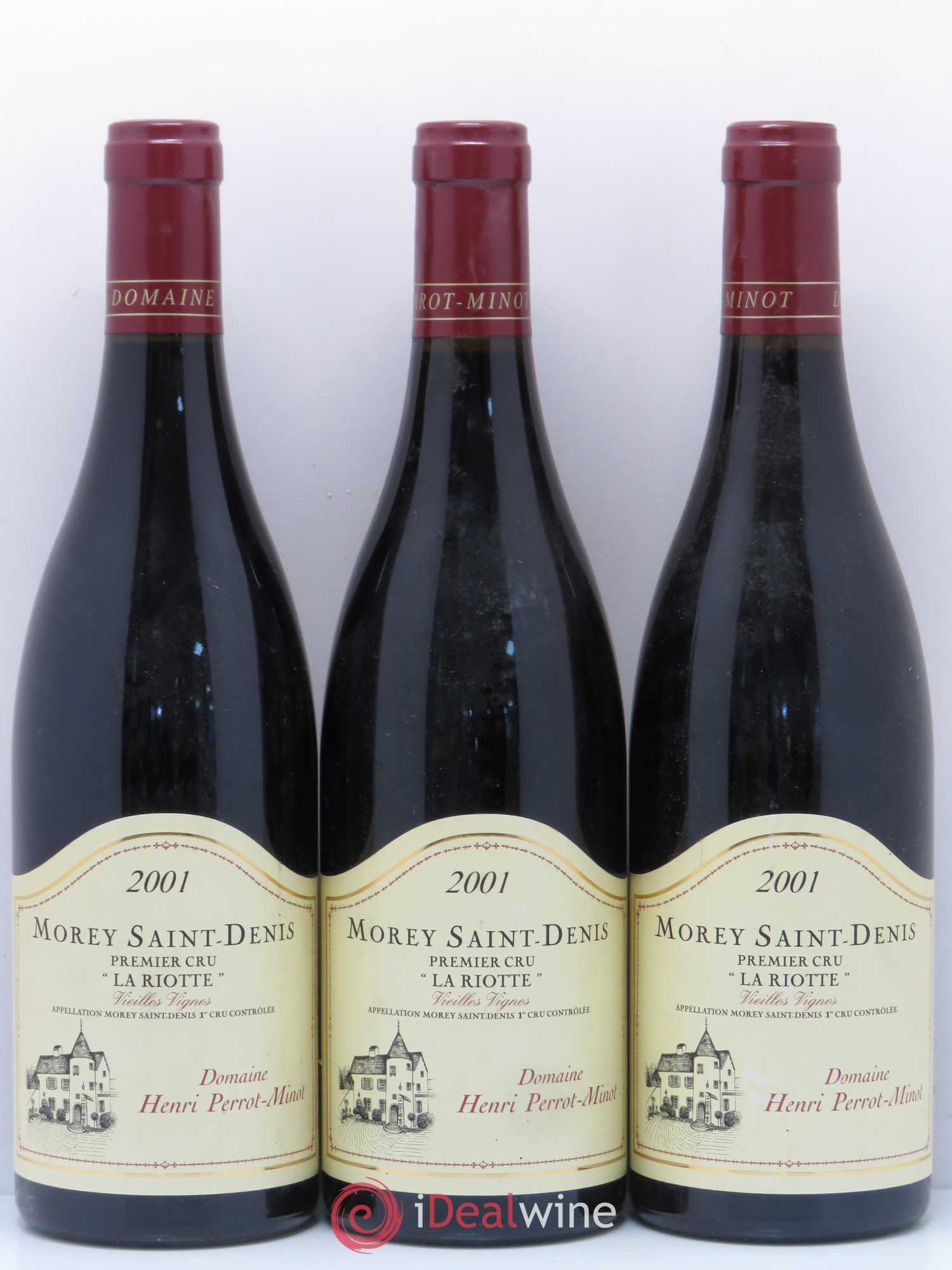 Morey-Saint-Denis 1er Cru La Riotte Vieilles Vignes Perrot-Minot 2001 - Lot de 3 bouteilles - 0