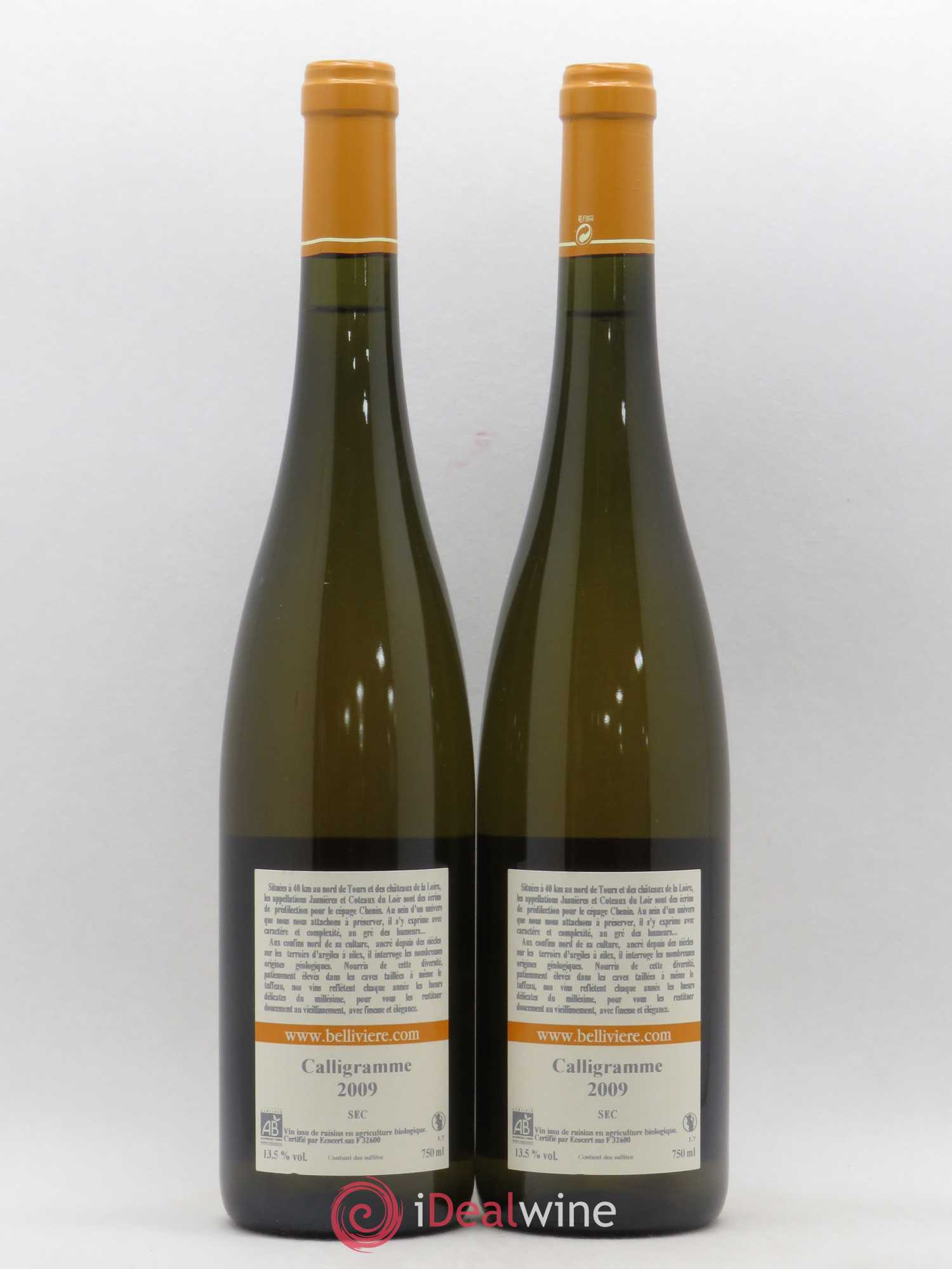 Jasnières Calligramme Domaine de Bellivière 2009 - Lot de 2 bouteilles - 1
