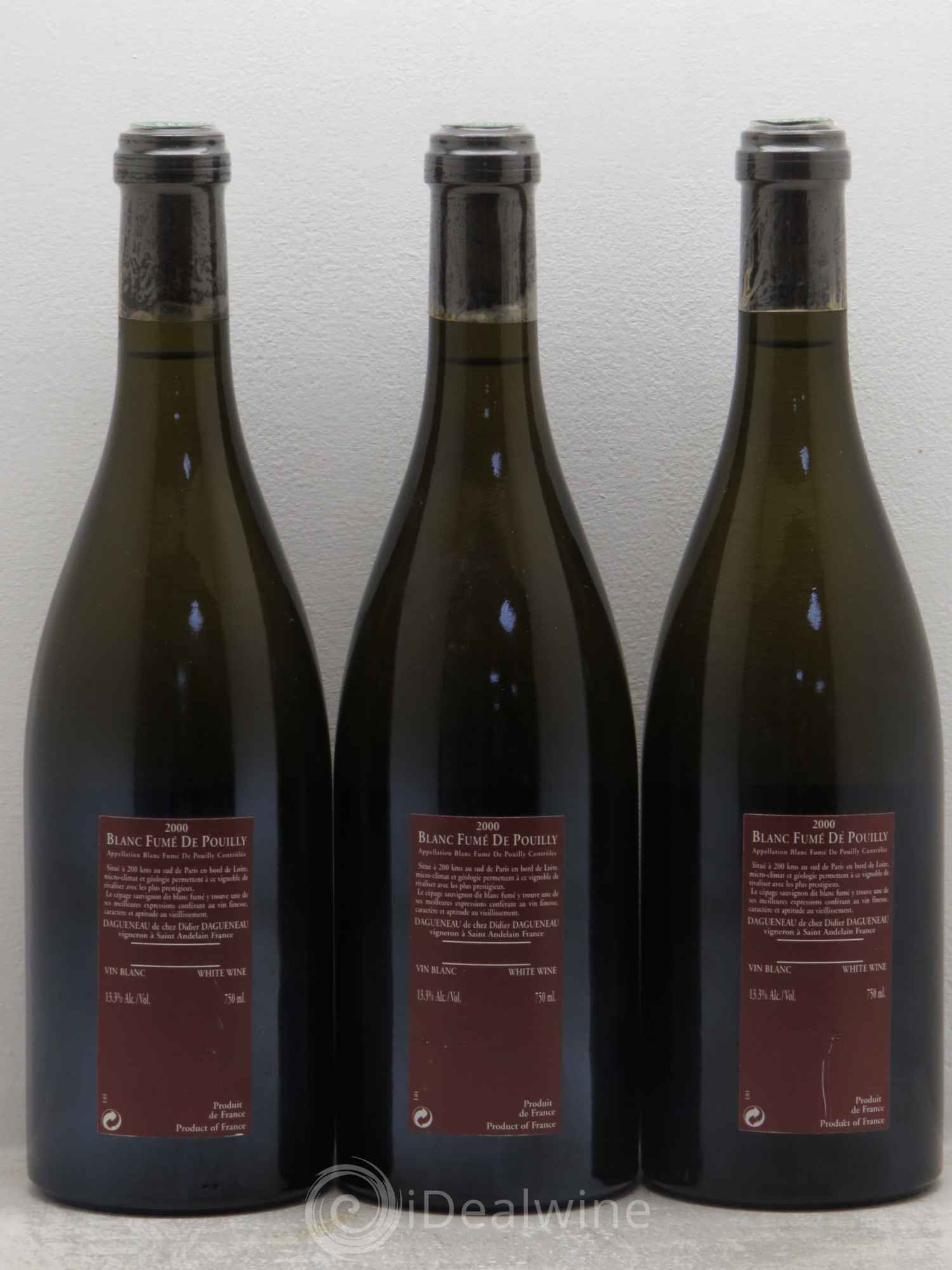 Vin de France (anciennement Pouilly-Fumé) Pur Sang Dagueneau (Domaine Didier - Louis-Benjamin) 2000 - Lot de 3 bouteilles - 1