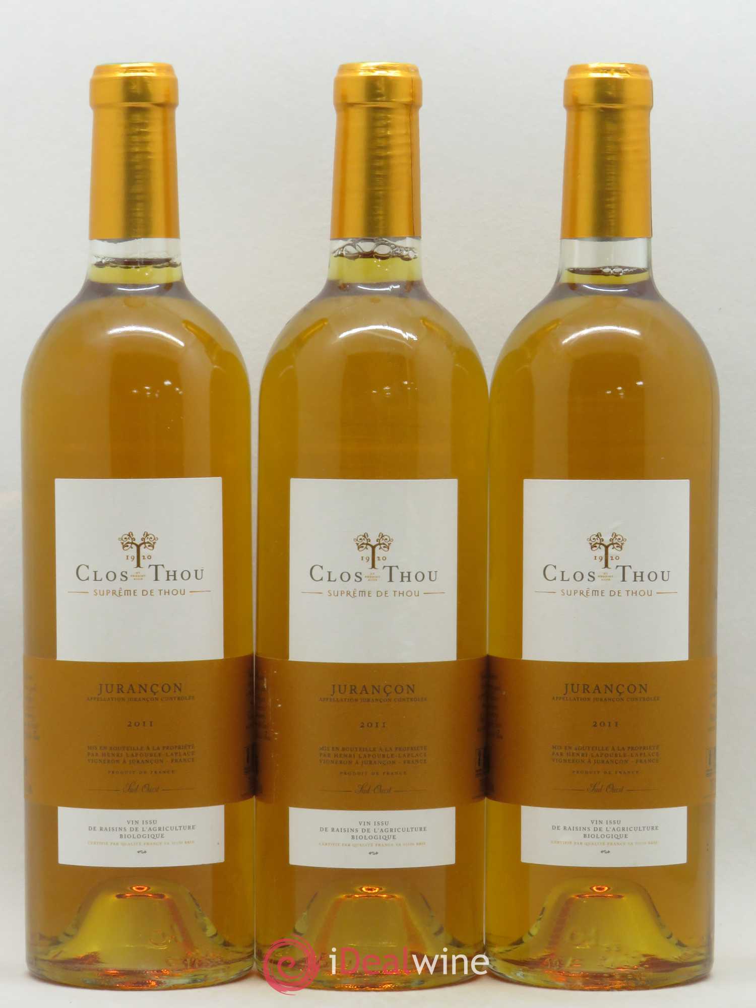 Jurançon Clos Thou Suprême de Thou 2011 - Posten von 3 Flaschen - 0