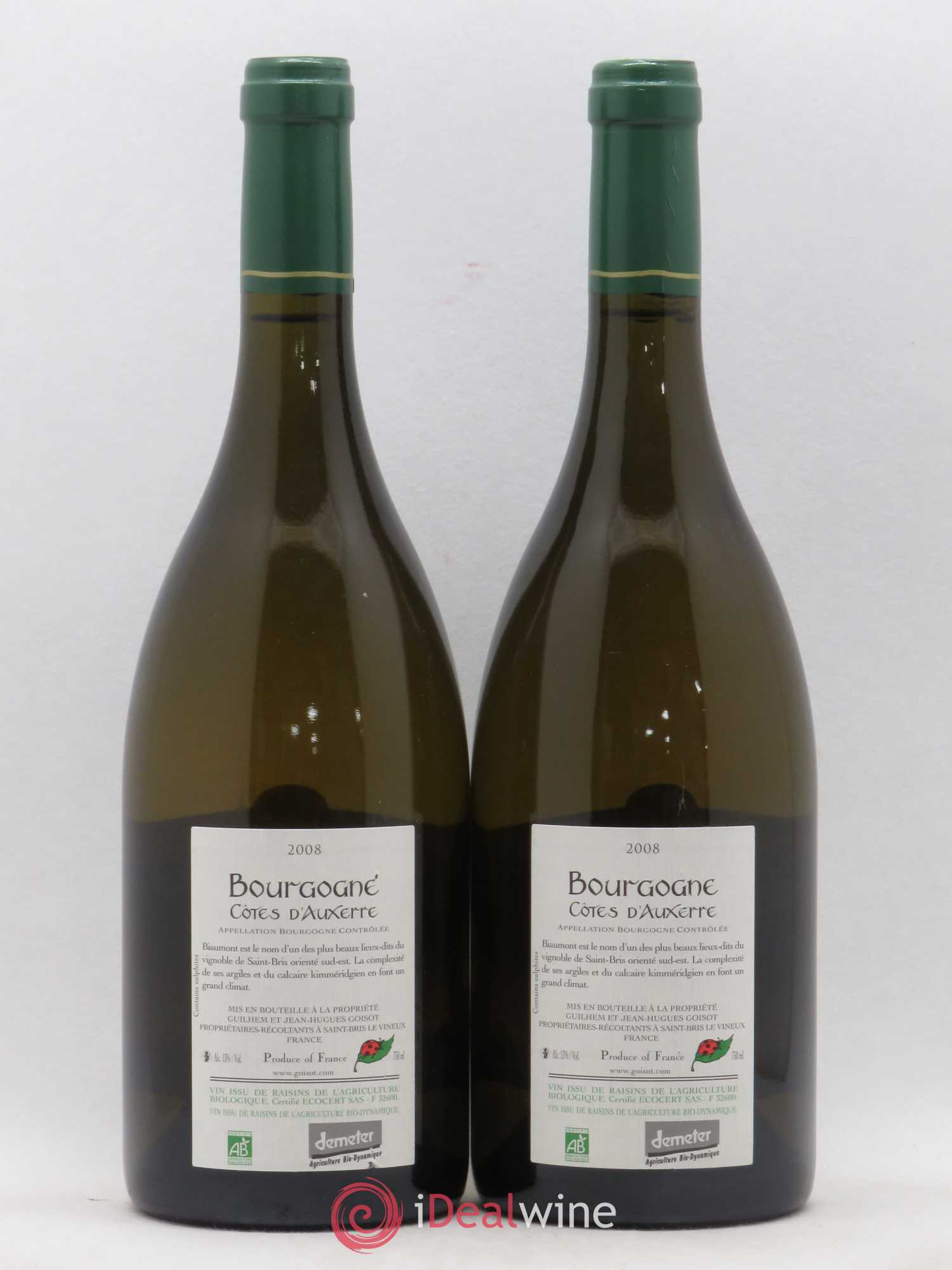 Bourgogne Côtes D'Auxerre Biaumont Goisot 2008 - Posten von 2 Flaschen - 1