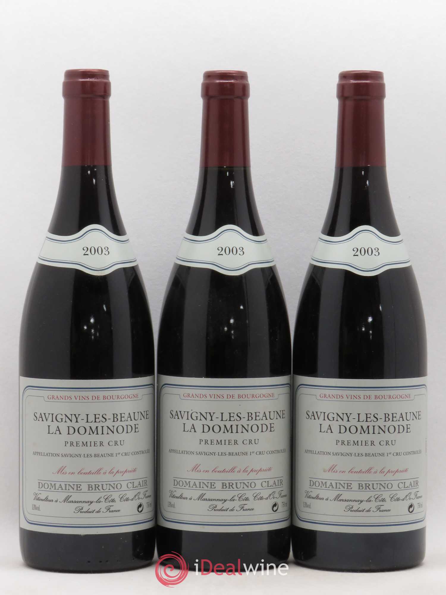 Savigny-lès-Beaune 1er Cru La Dominode Bruno Clair (Domaine) 2003 - Lot de 3 bouteilles - 0