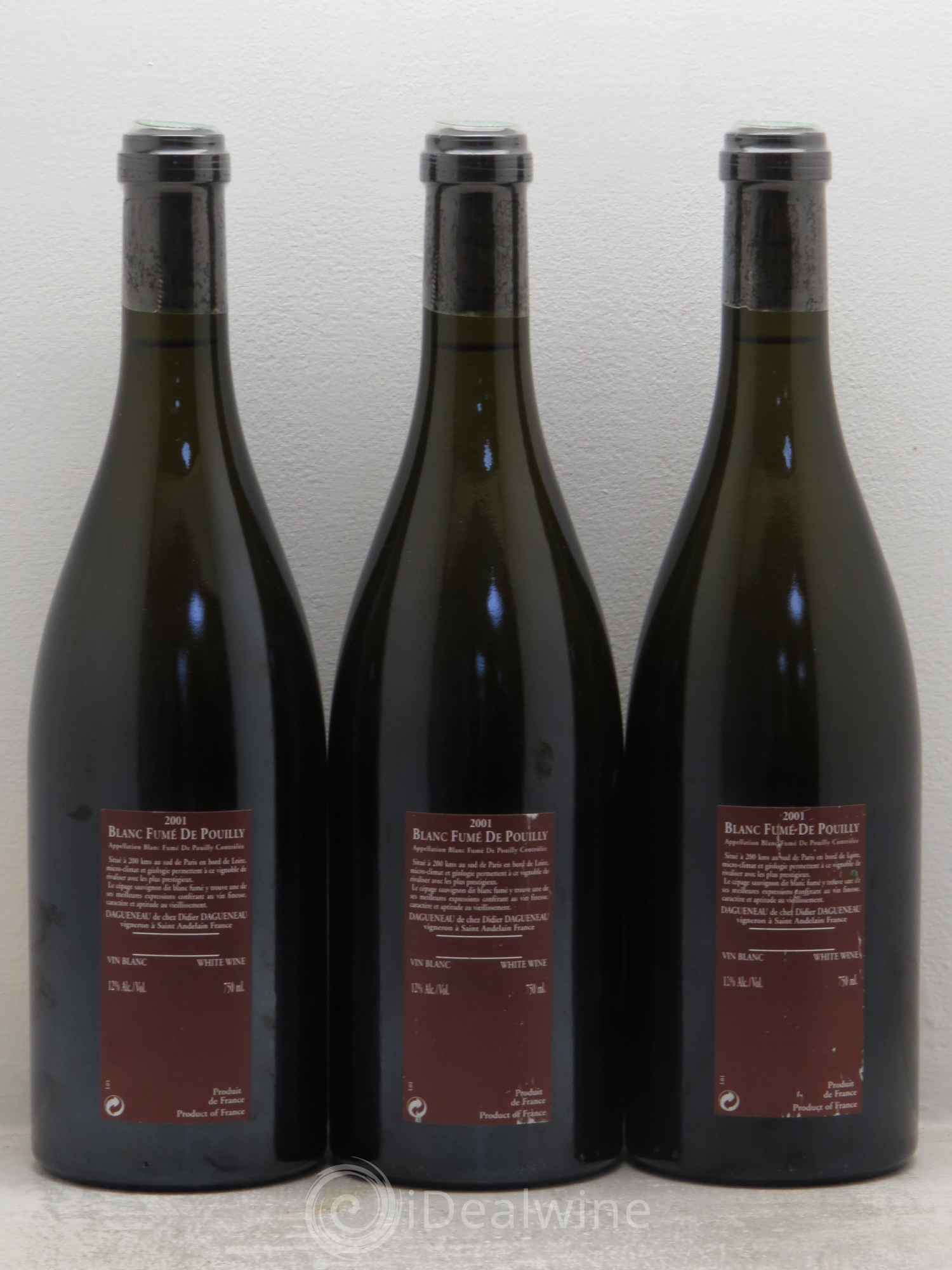 Vin de France (anciennement Pouilly-Fumé) Pur Sang Dagueneau (Domaine Didier - Louis-Benjamin) 2001 - Lot de 3 bouteilles - 1