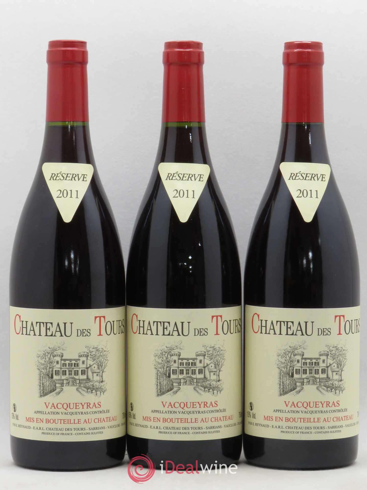 Vacqueyras Château des Tours Emmanuel Reynaud 2011 - Lot de 3 bouteilles - 0