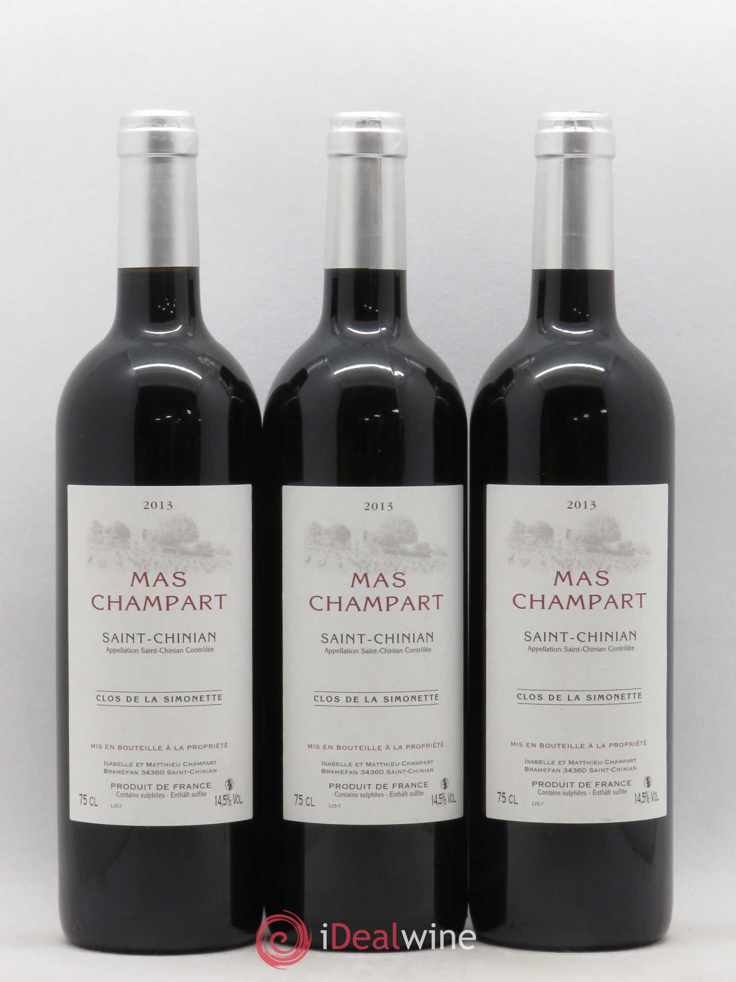 Saint-Chinian Mas Champart Clos de La Simonette Isabelle et Mathieu Champart 2013 - Lot de 3 bouteilles - 0