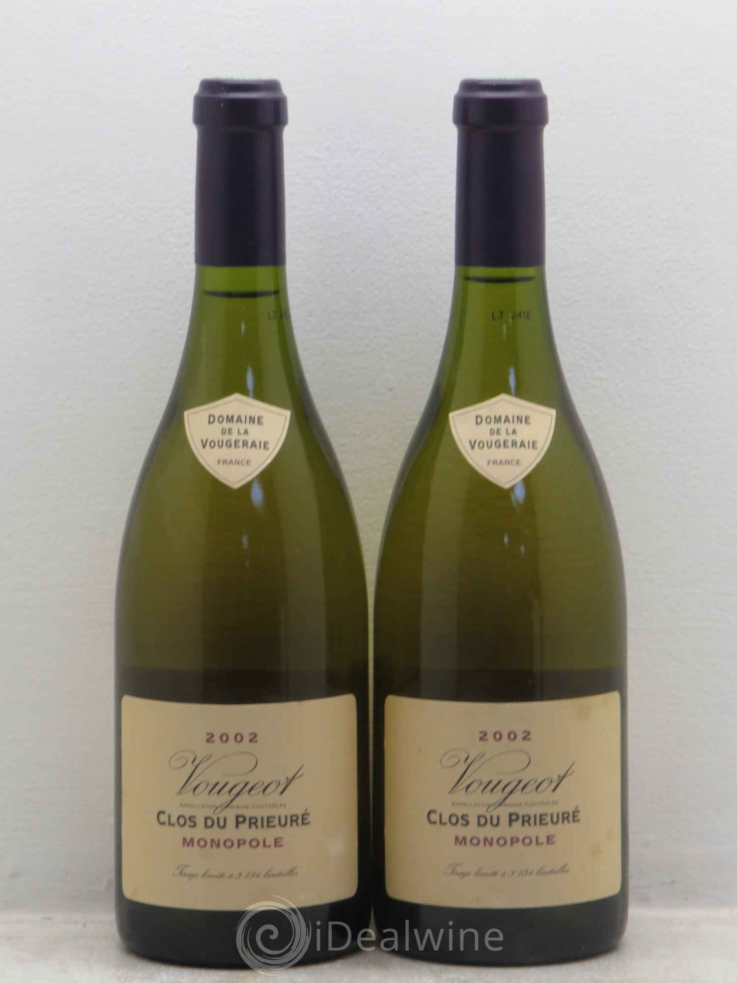 Vougeot 1er Cru Clos du Prieuré Domaine de la Vougeraie 2002 - Posten von 2 Flaschen - 0