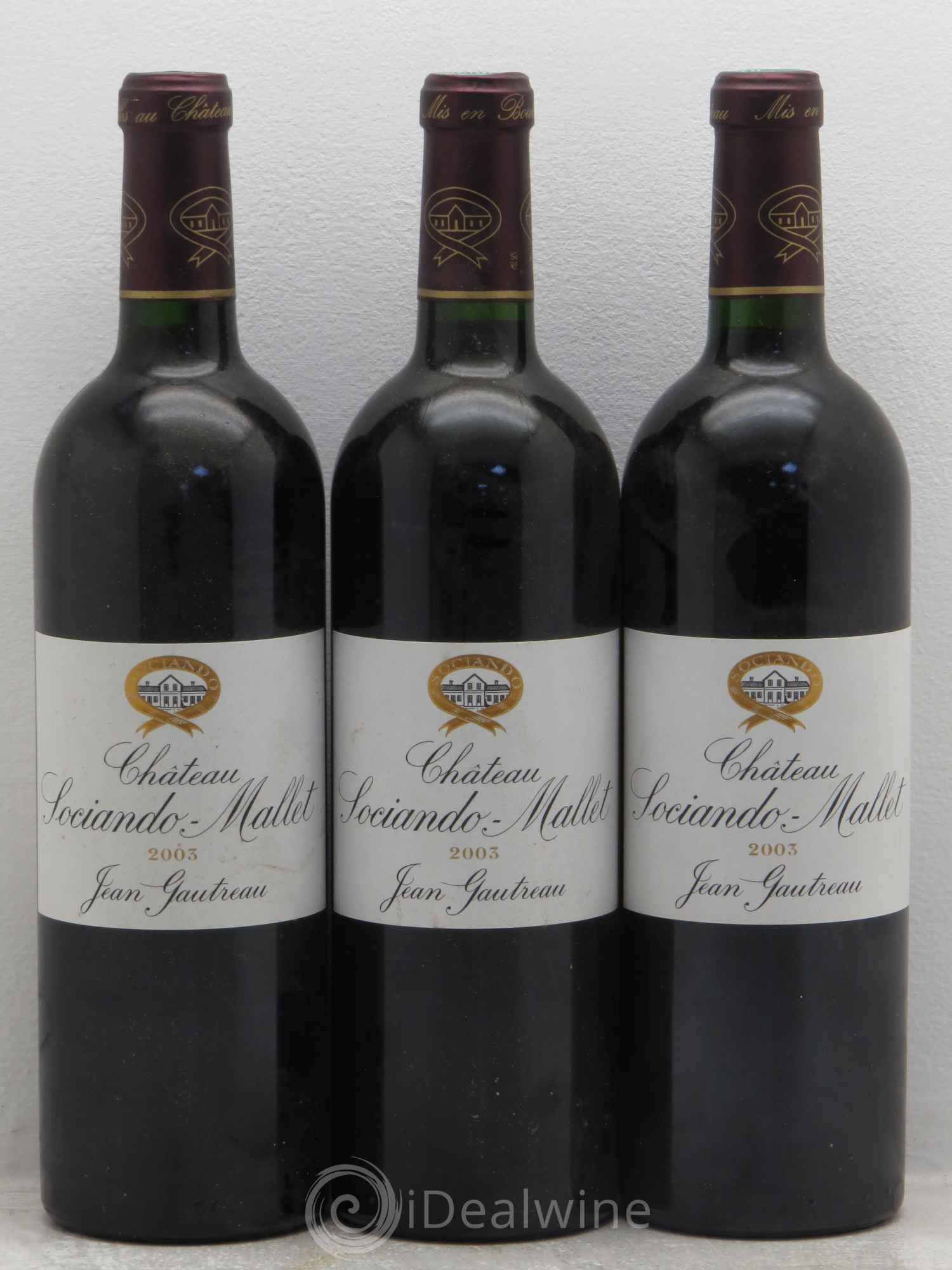 Château Sociando Mallet 2003 - Lot de 3 bouteilles - 0