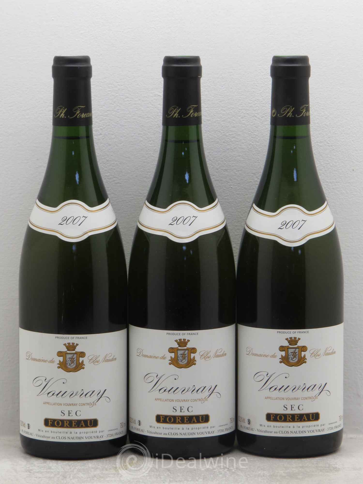 Vouvray Sec Clos Naudin - Philippe Foreau 2007 - Lot de 3 bouteilles - 0