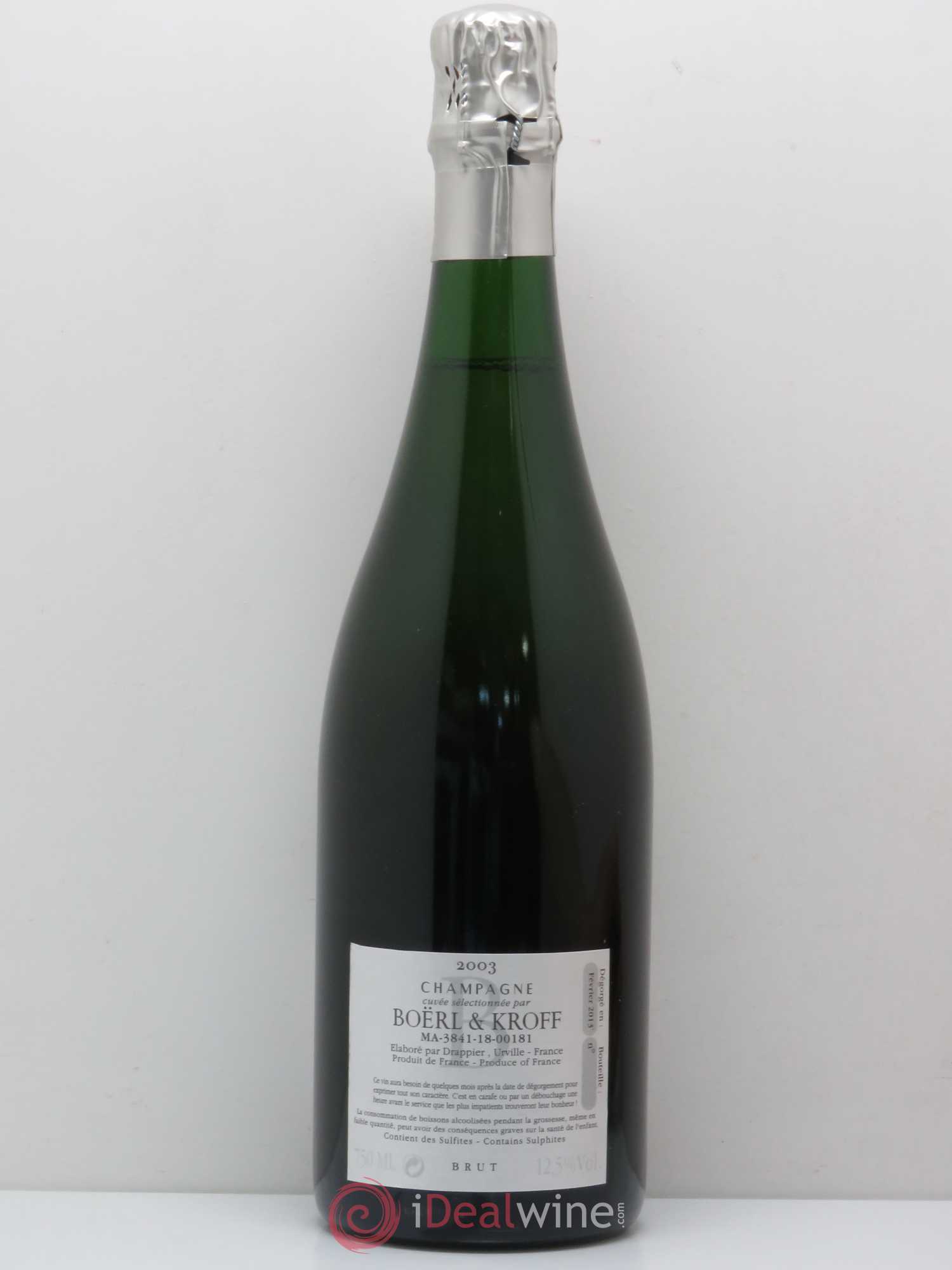 Champagne B de boerl & kroff 2003 - Lot de 1 bouteille - 1