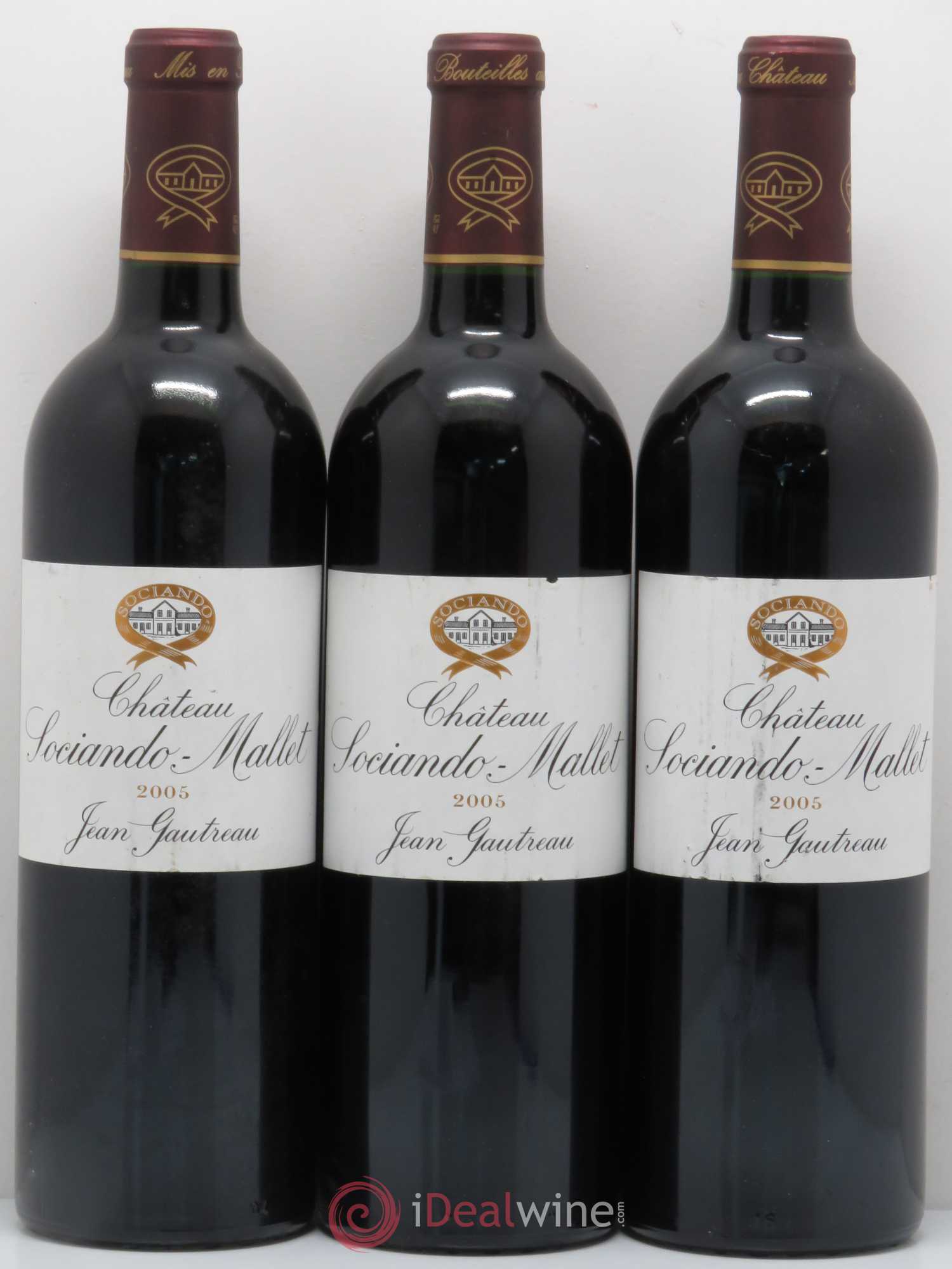 Château Sociando Mallet 2005 - Lot de 3 bouteilles - 0