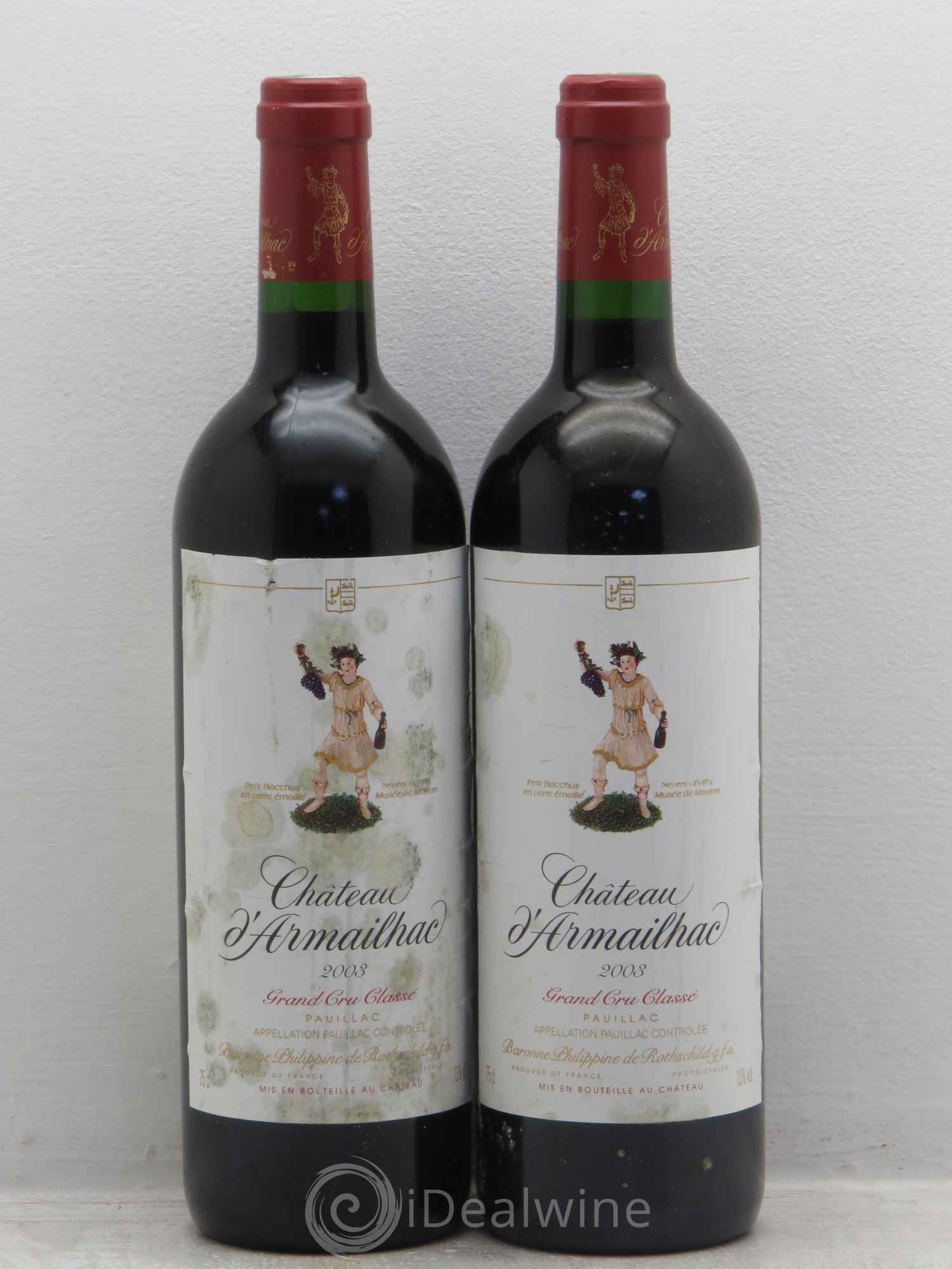 Château d' Armailhac - Mouton Baron(ne) Philippe 5ème Grand Cru Classé 2003 - Lot de 2 bouteilles - 0