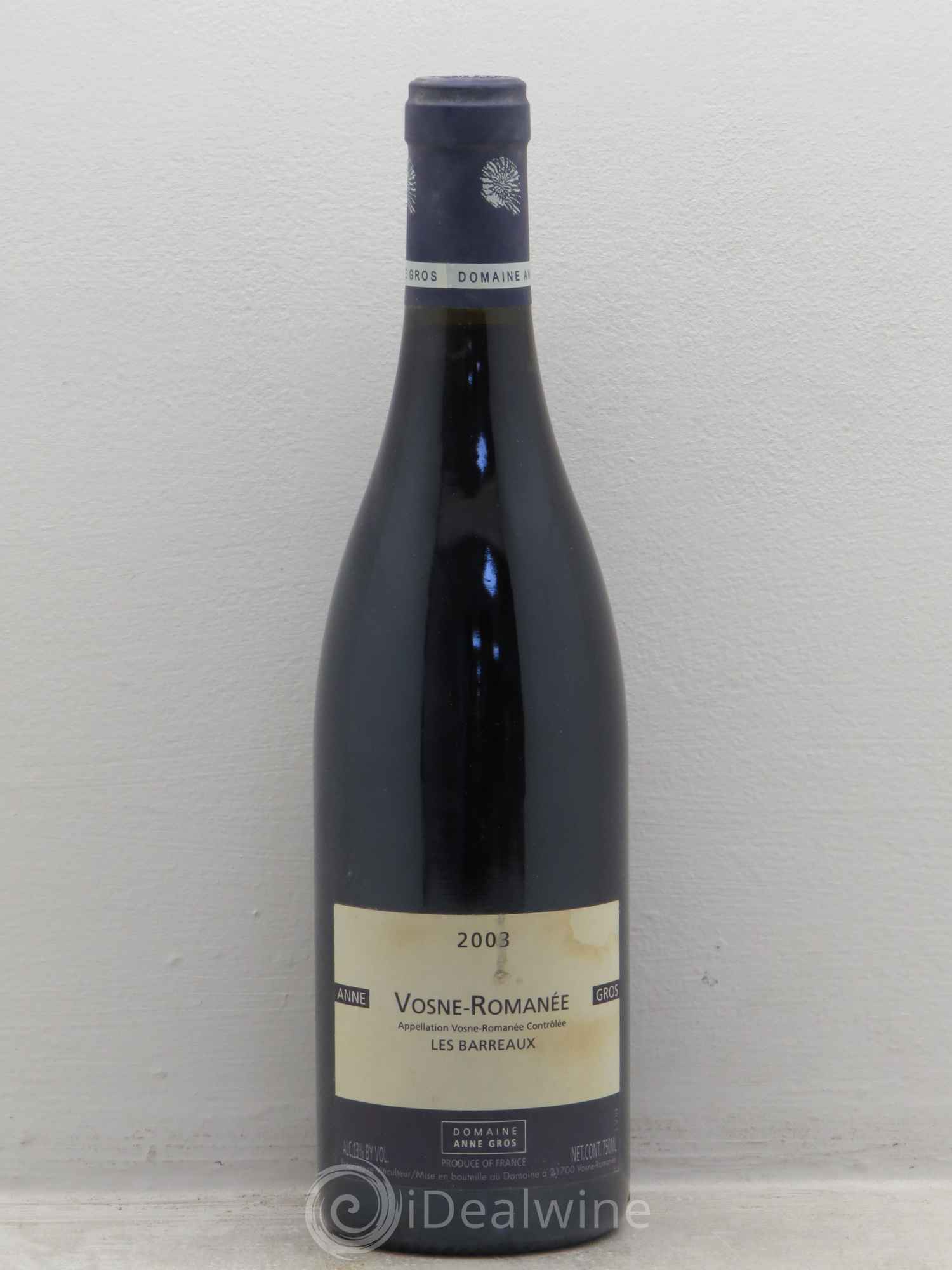Vosne-Romanée Les Barreaux Anne Gros 2003 - Lot de 6 bouteilles - 0