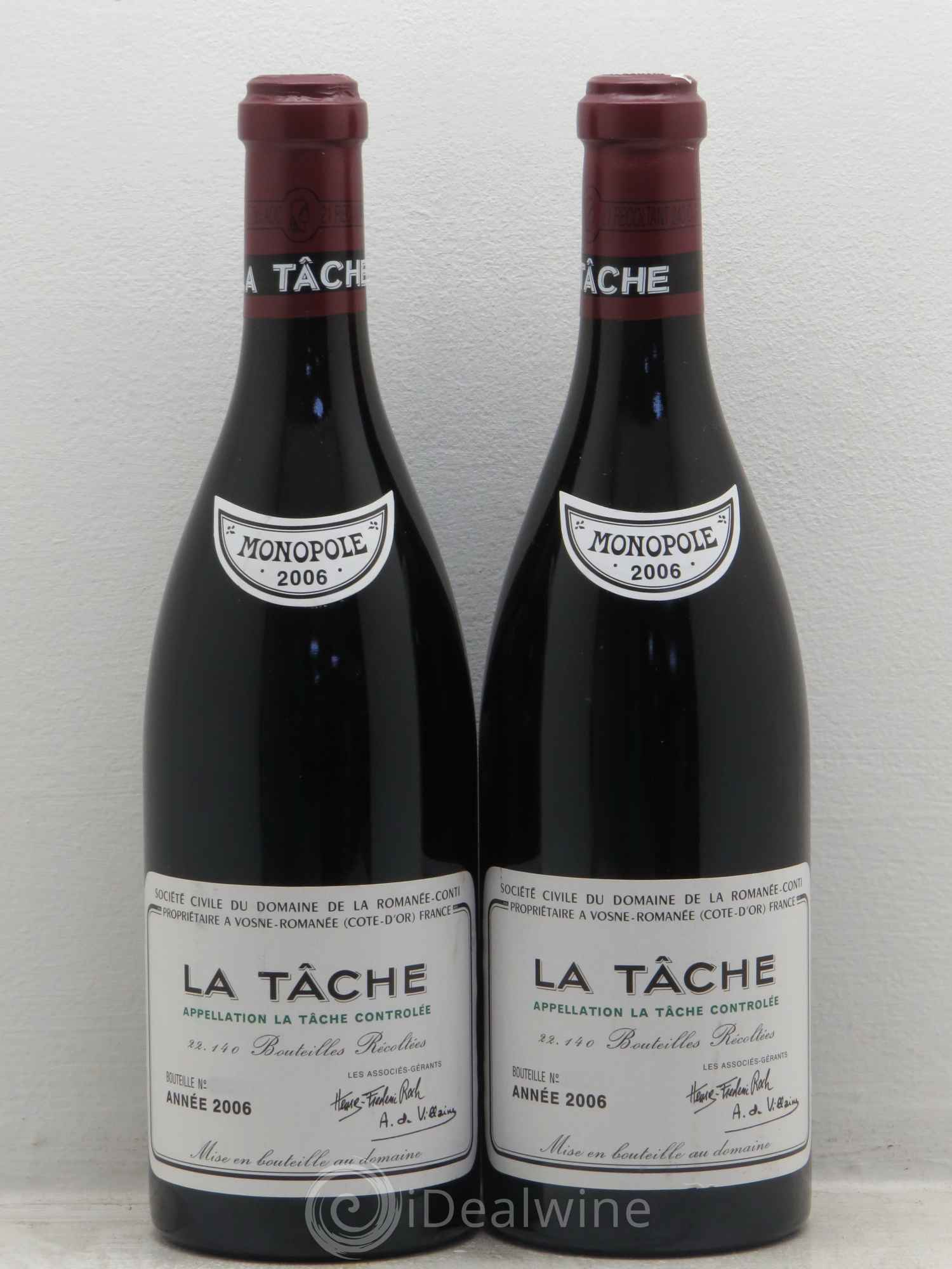 La Tâche Grand Cru Domaine de la Romanée-Conti 2006 - Lot de 2 bouteilles - 0