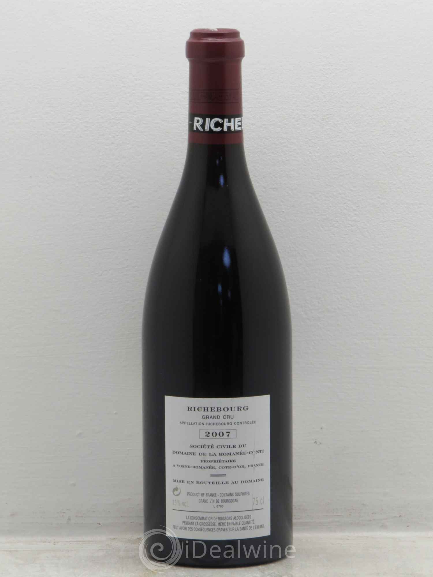 Richebourg Grand Cru Domaine de la Romanée-Conti 2007 - Lot de 1 bouteille - 1