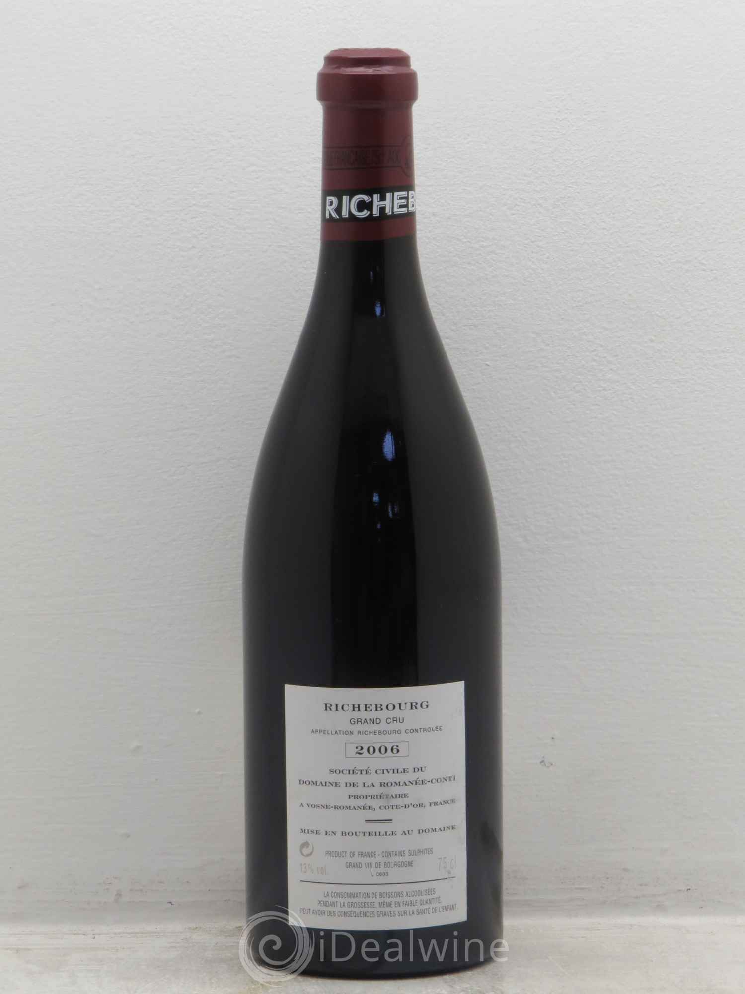 Richebourg Grand Cru Domaine de la Romanée-Conti 2006 - Lot de 1 bouteille - 1