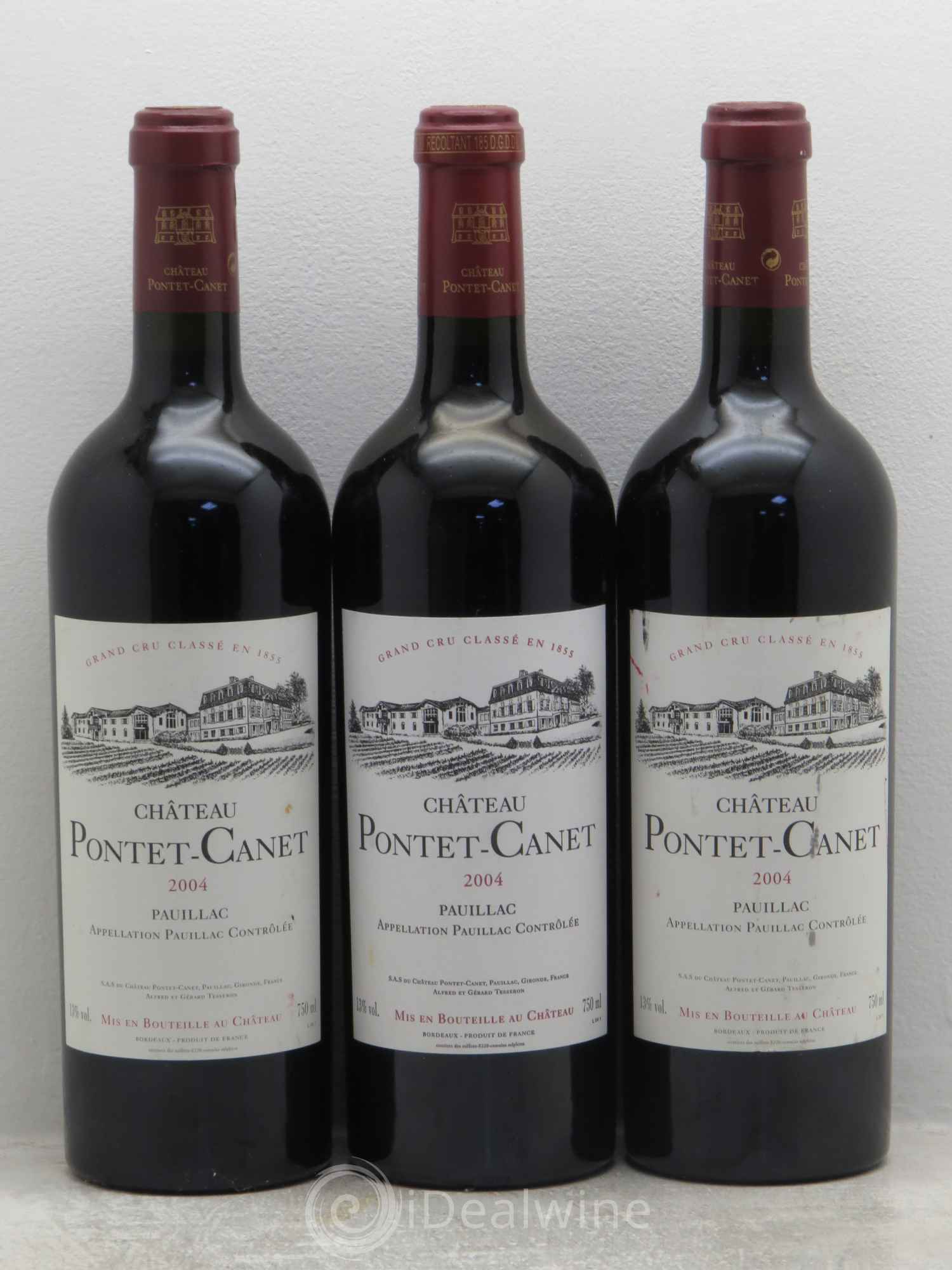 Château Pontet Canet 5ème Grand Cru Classé 2004 - Lot de 3 bouteilles - 0