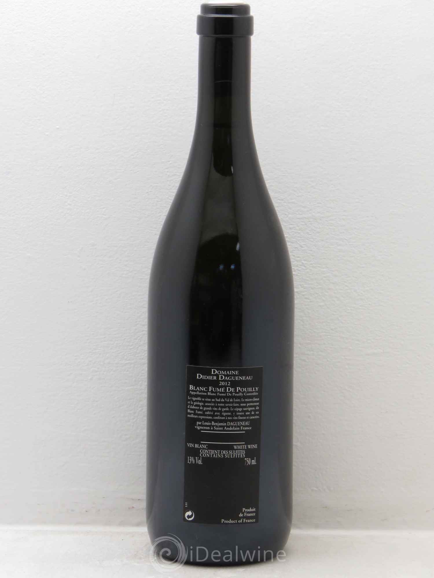 Vin de France (anciennement Pouilly-Fumé) Silex Dagueneau (Domaine Didier - Louis-Benjamin) 2012 - Lot de 6 bouteilles - 1