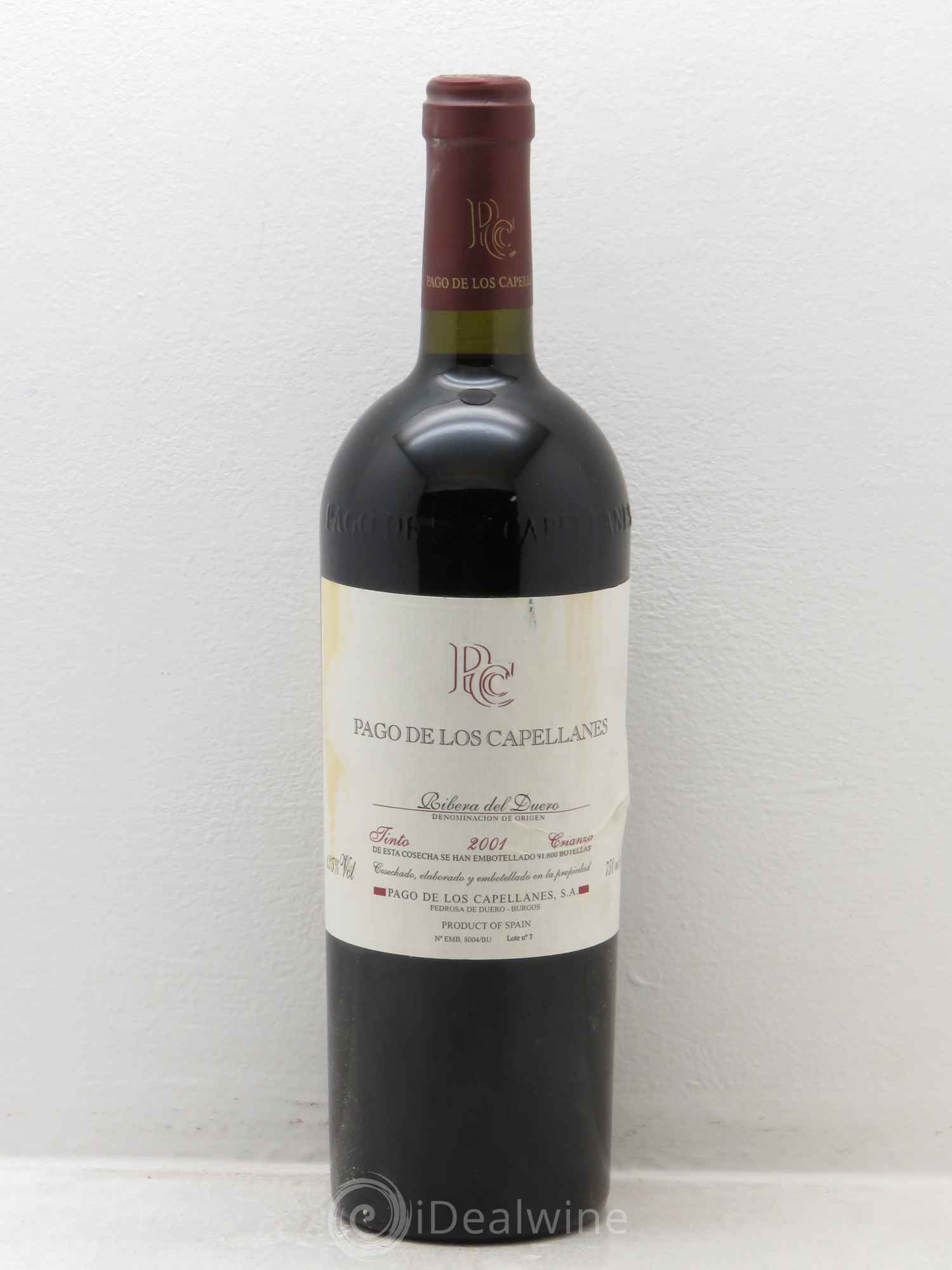 Ribera Del Duero DO Tinto Crianza Pago de Los Capellanes 2001 - Posten von 6 Flaschen - 0
