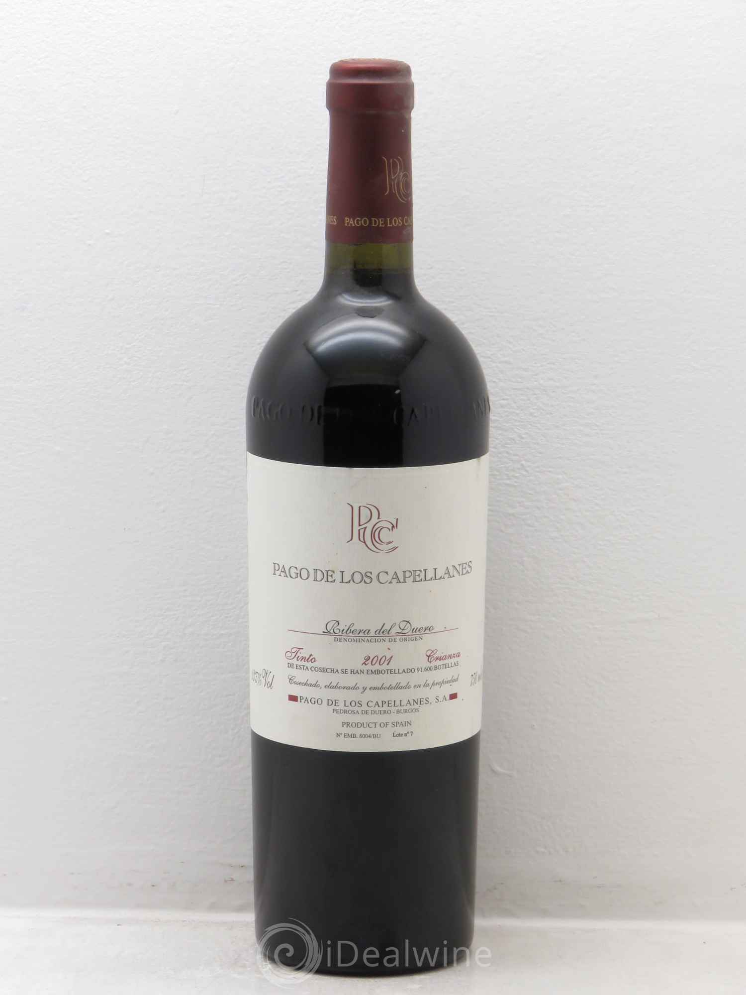 Ribera Del Duero DO Tinto Crianza Pago de Los Capellanes 2001 - Posten von 1 Flasche - 0