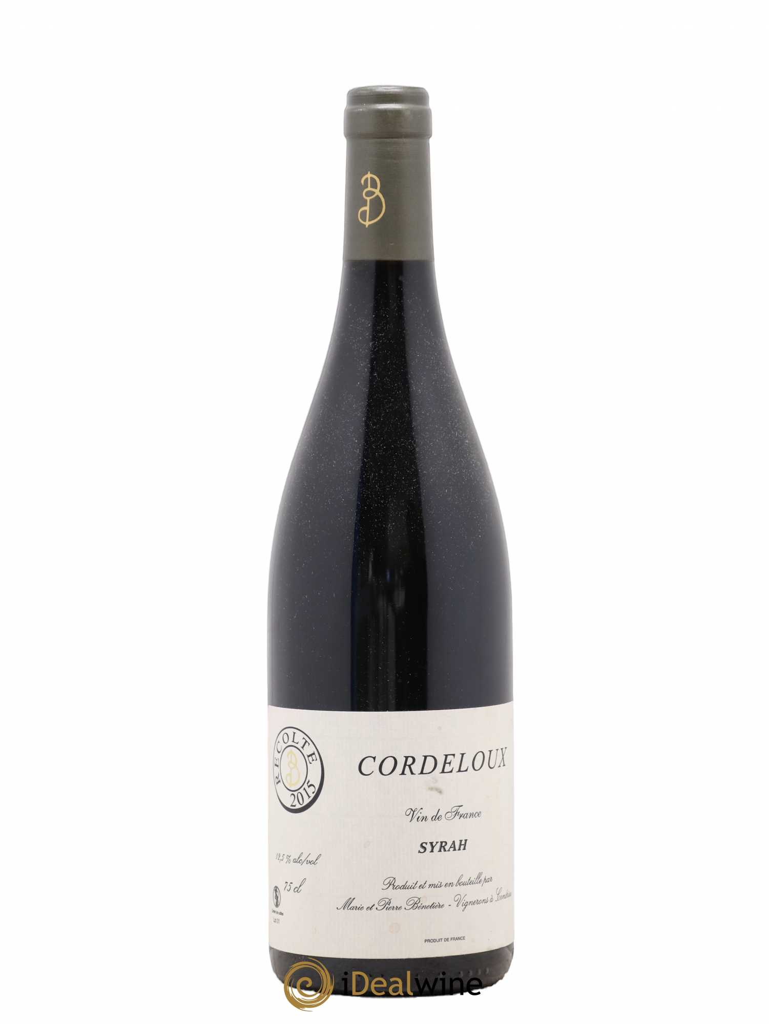 Vin de France Syrah Cordeloux Marie et Pierre Bénetière (Domaine) 2015 - Lot de 1 bouteille - 0