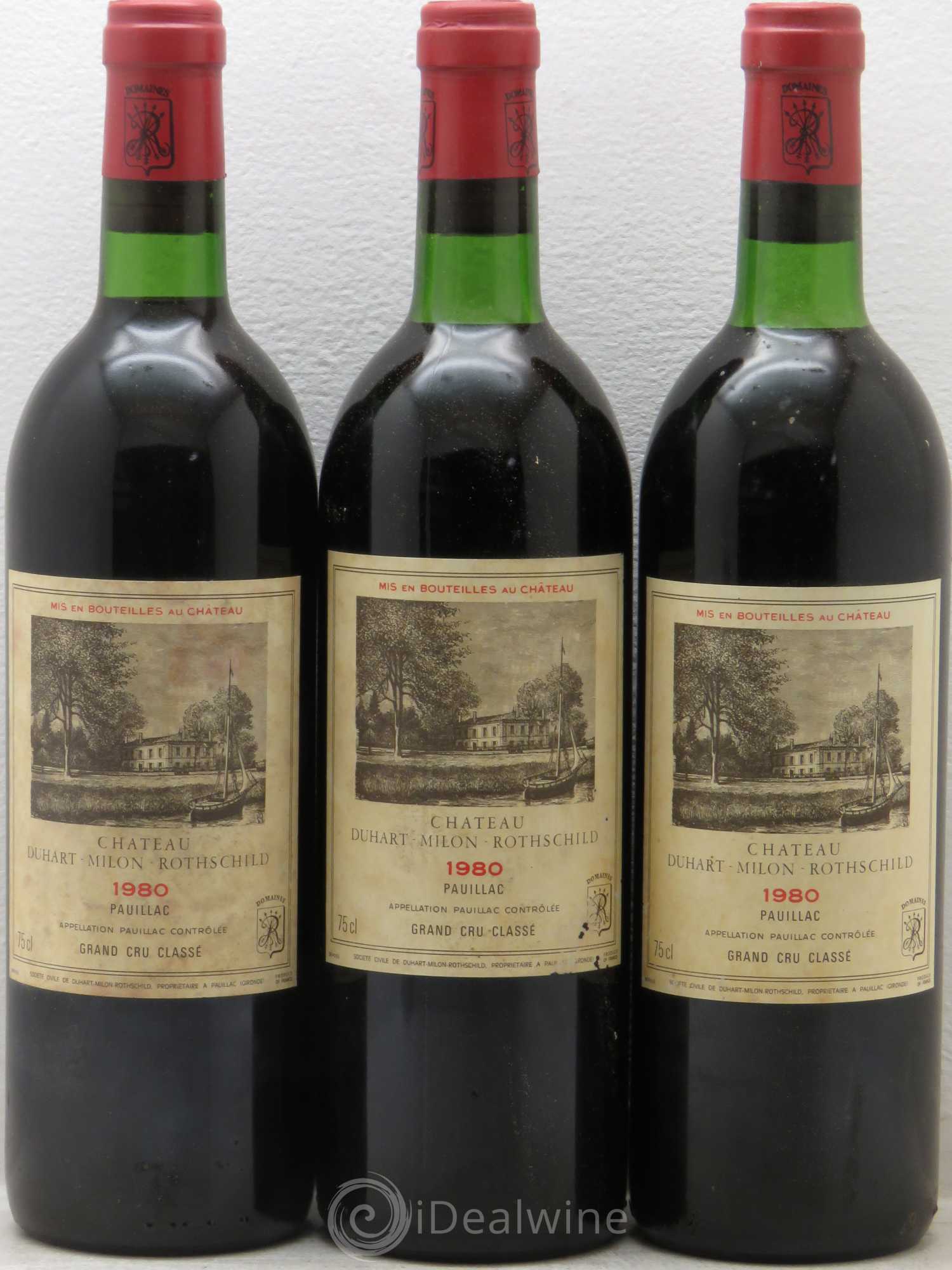Château Duhart-Milon 4ème Grand Cru Classé 1980 - Lotto di 3 bottiglie - 0