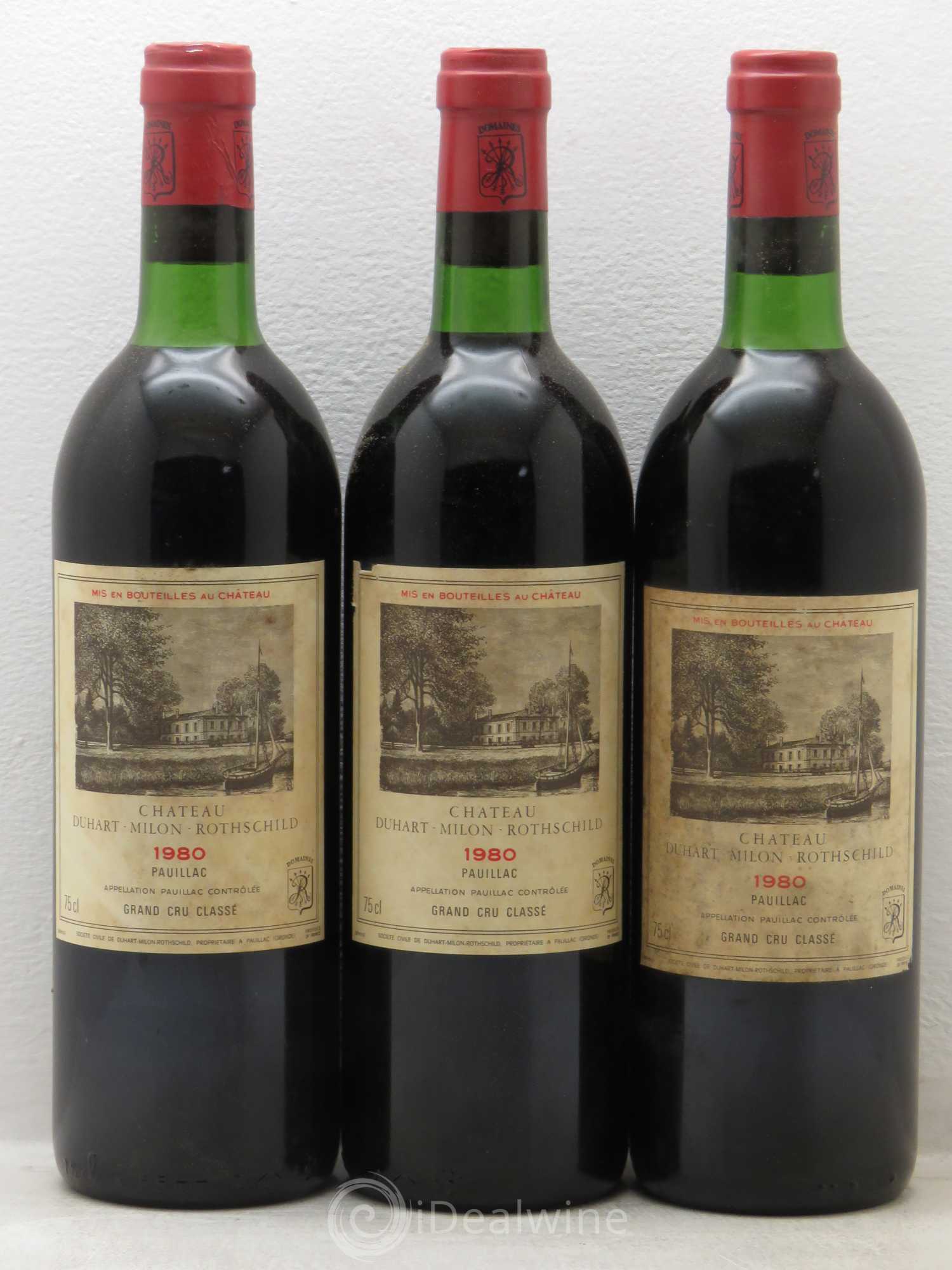 Château Duhart-Milon 4ème Grand Cru Classé 1980 - Lot de 3 bouteilles - 0