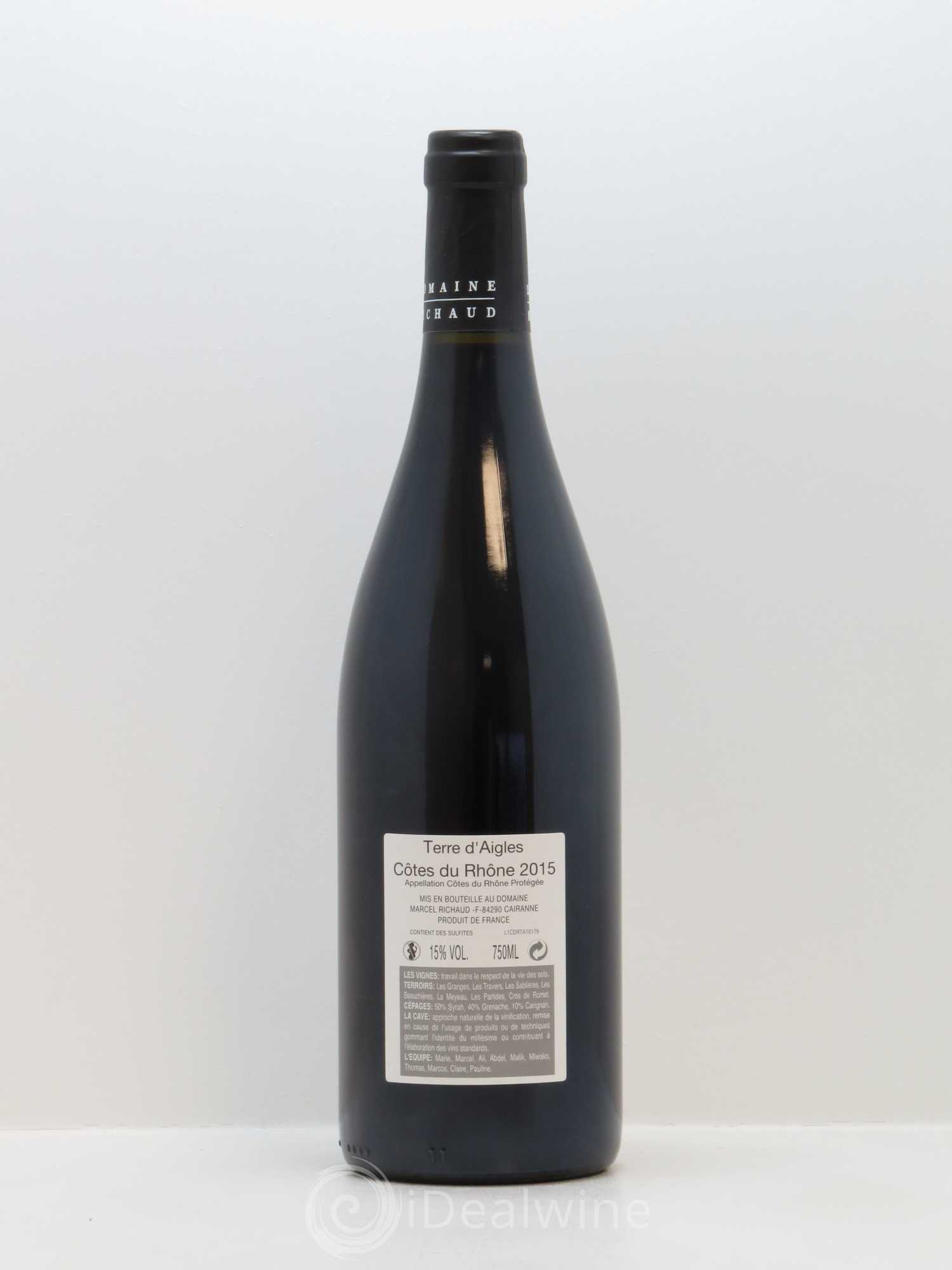 Côtes-du-Rhône Terre d'Aigles Marcel Richaud 2015 - Lot de 1 bouteille - 1