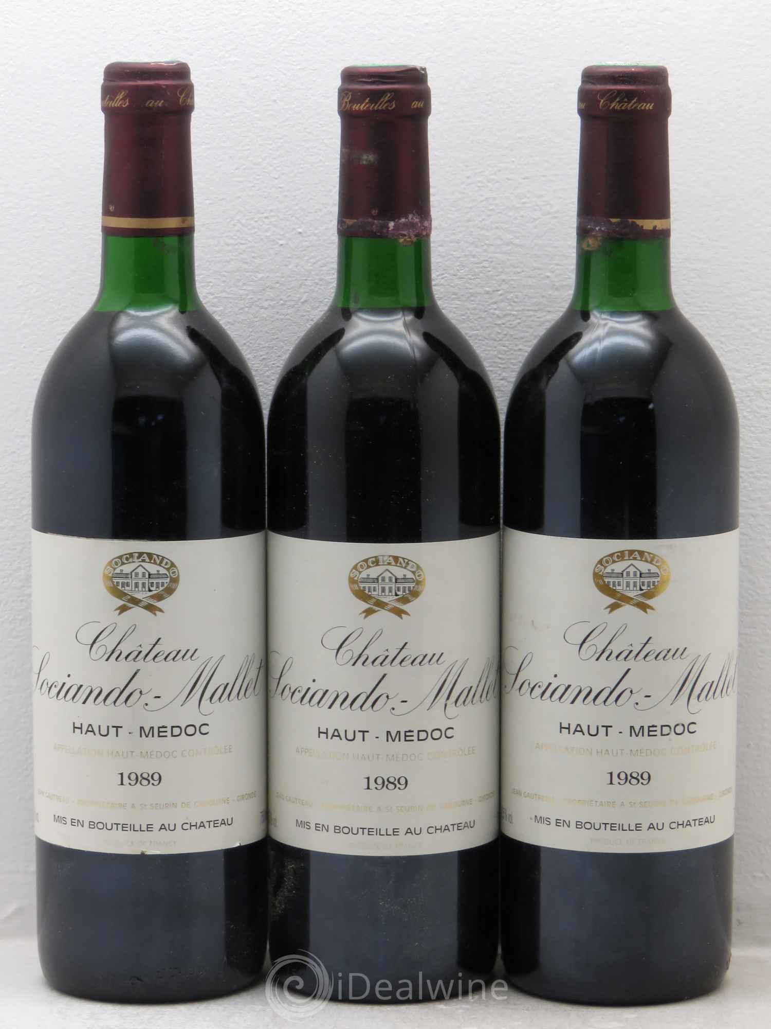 Château Sociando Mallet 1989 - Lot de 3 bouteilles - 0