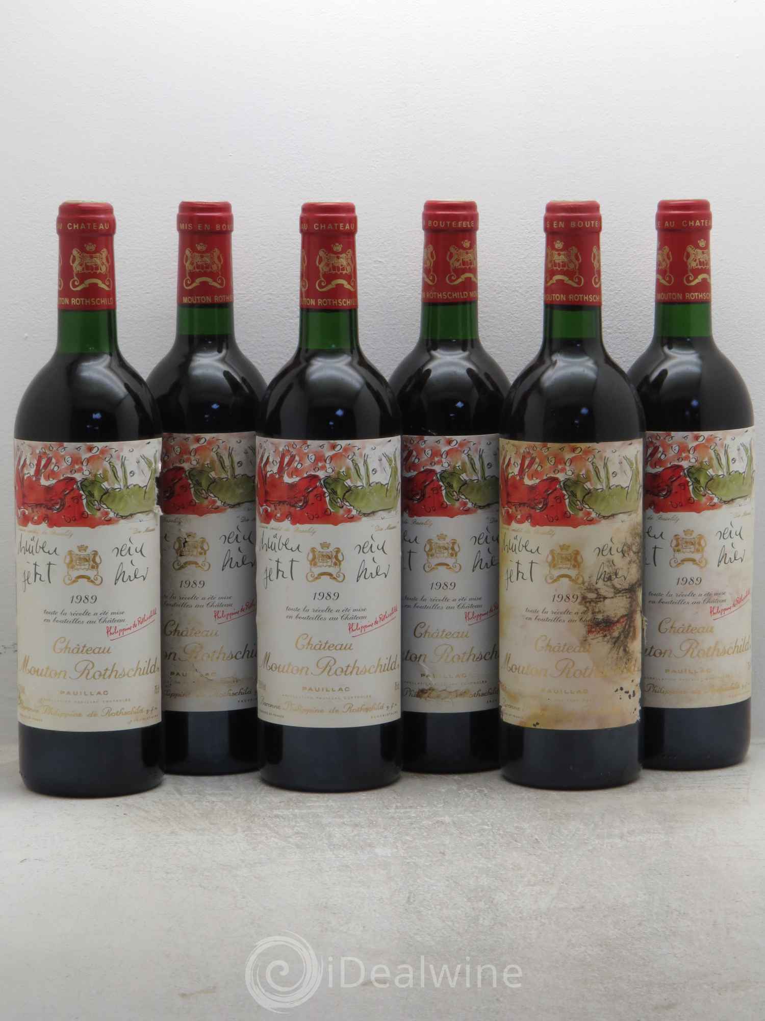 Château Mouton Rothschild 1er Grand Cru Classé 1989 - Lot de 6 bouteilles - 0