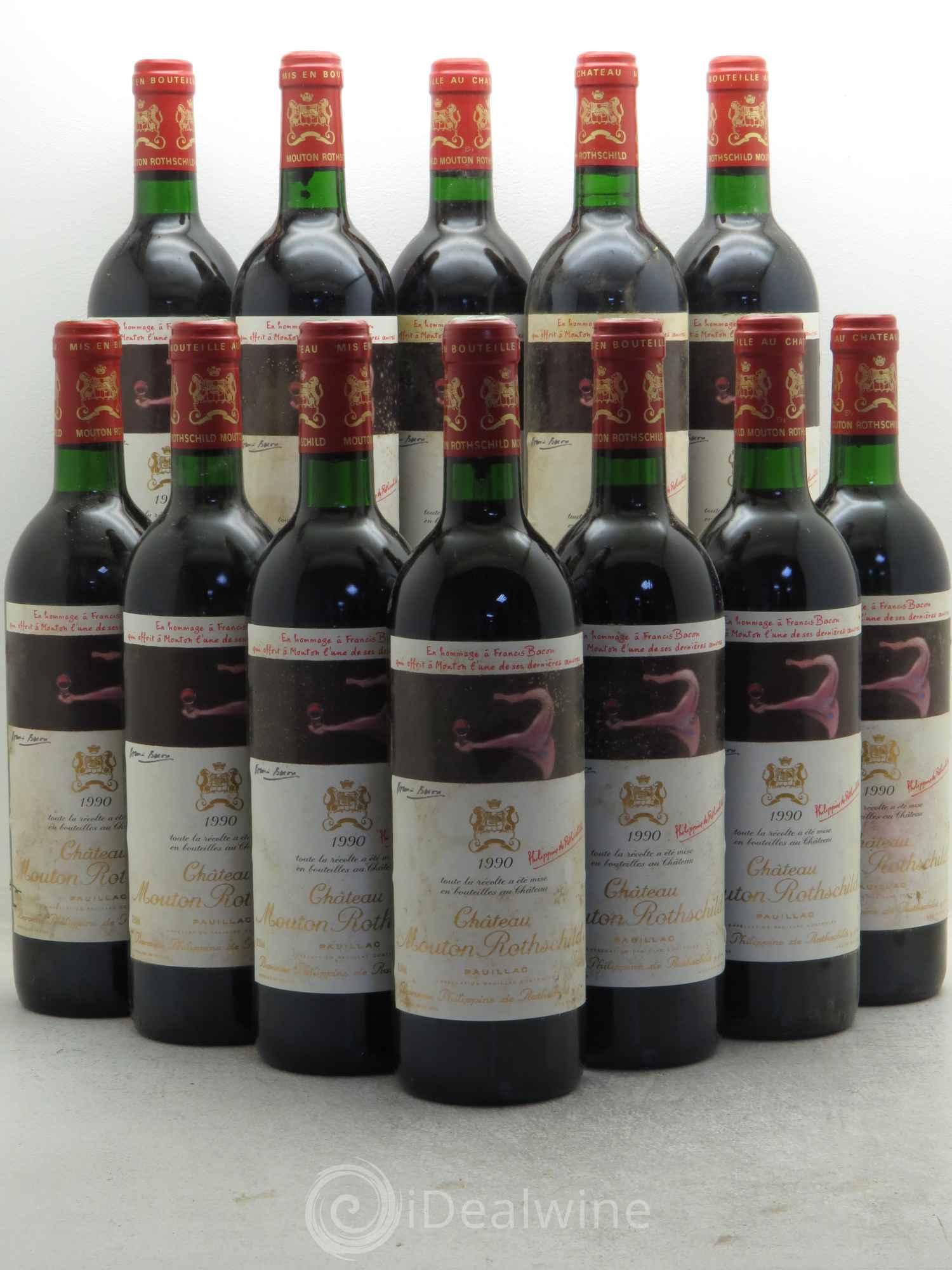 Château Mouton Rothschild 1er Grand Cru Classé 1990 - Lot de 12 bouteilles - 0
