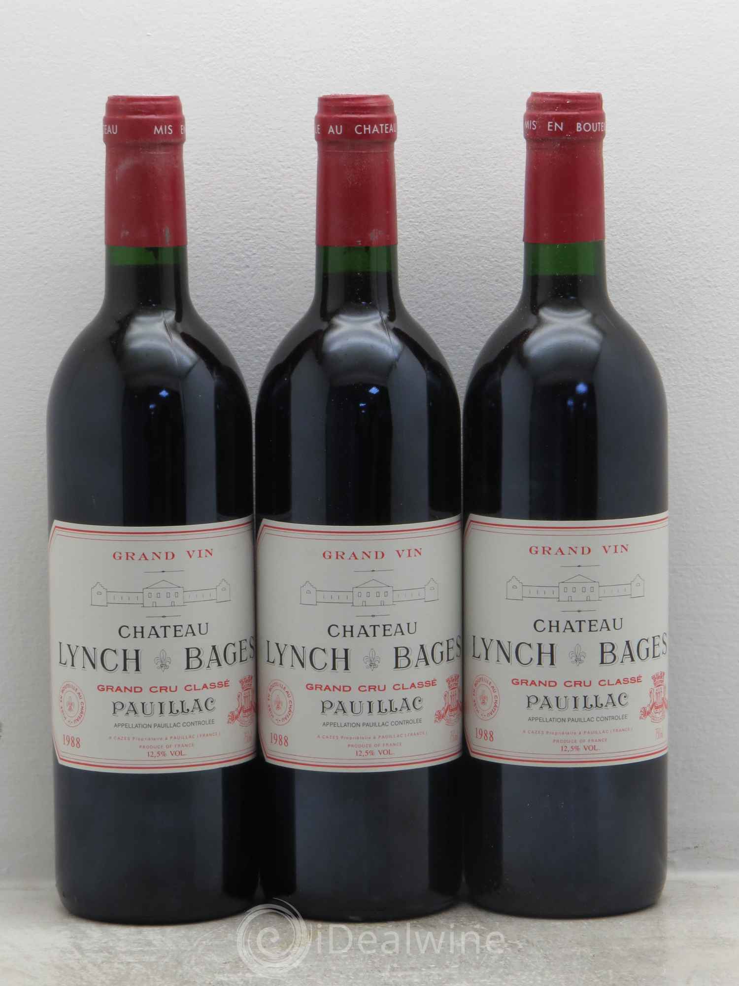 Château Lynch Bages 5ème Grand Cru Classé 1988 - Lot de 3 bouteilles - 0