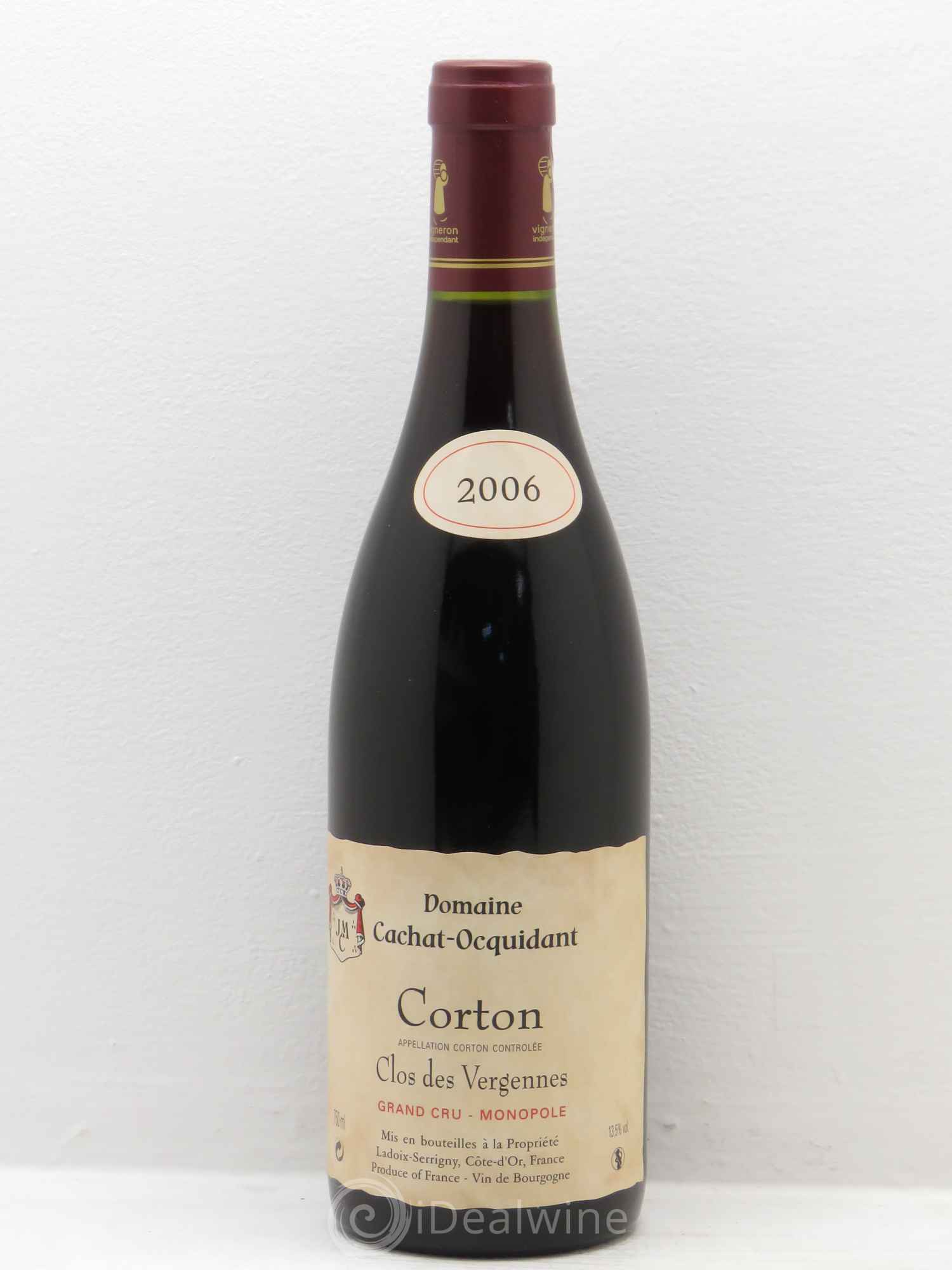 Corton Grand Cru Clos Des Vergennes Domaine Cachat-Ocquidant 2006 - Posten von 1 Flasche - 0
