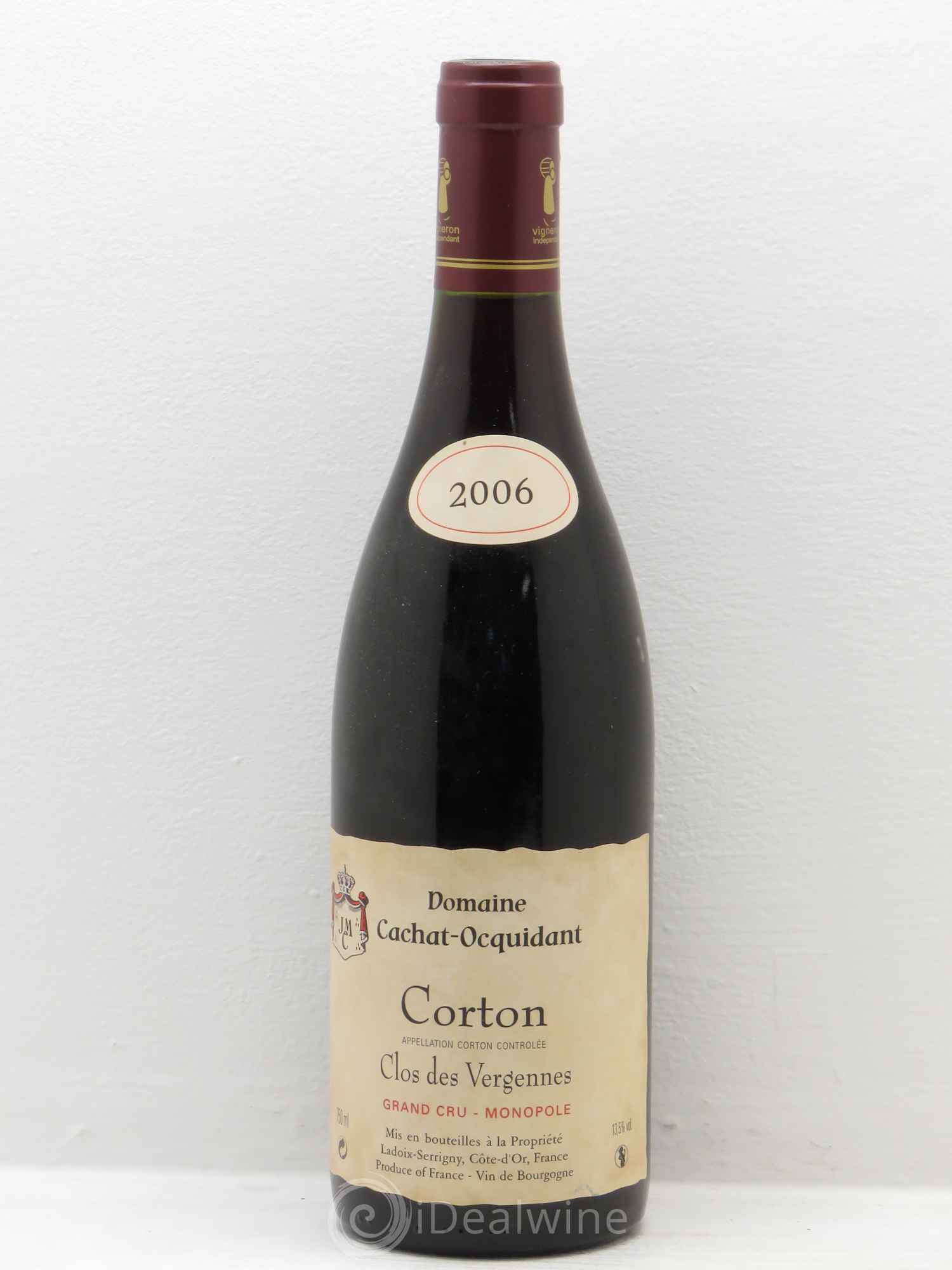 Corton Grand Cru Clos Des Vergennes Domaine Cachat-Ocquidant 2006 - Posten von 6 Flaschen - 0