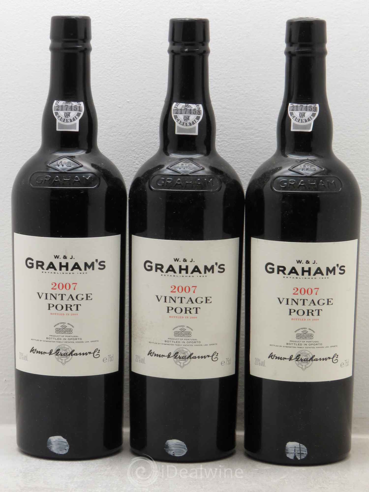 Porto W&J Graham' Vintage 2007 - Lot de 3 bouteilles - 0