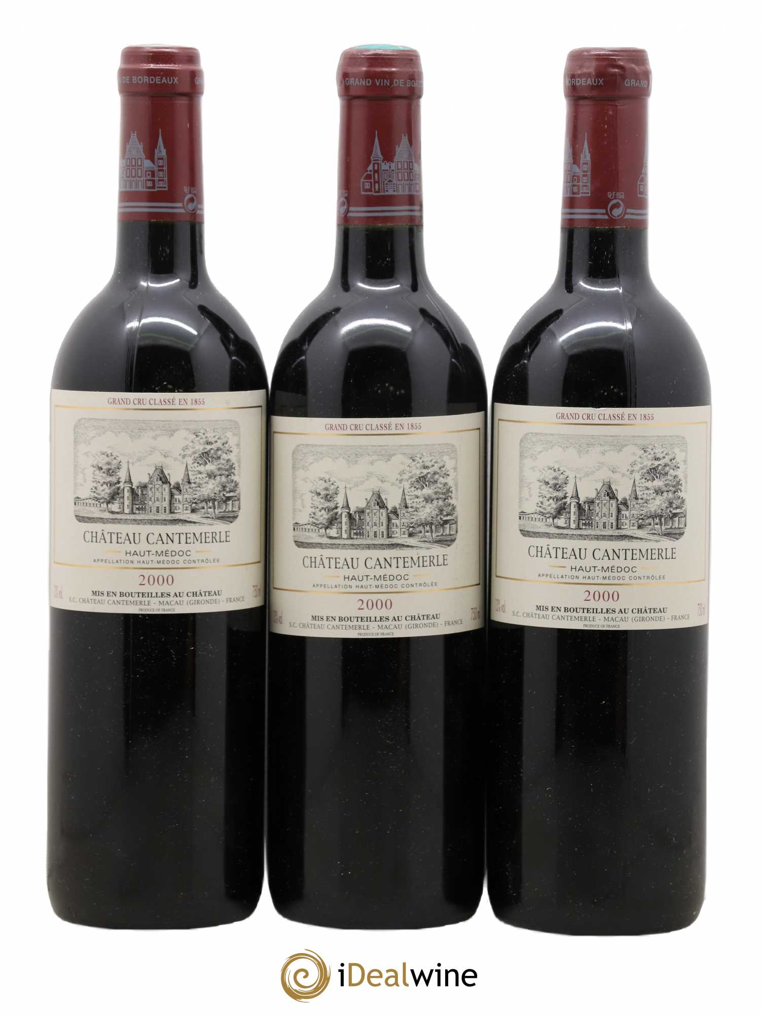 Château Cantemerle 5ème Grand Cru Classé 2000 - Lot de 3 bouteilles - 0