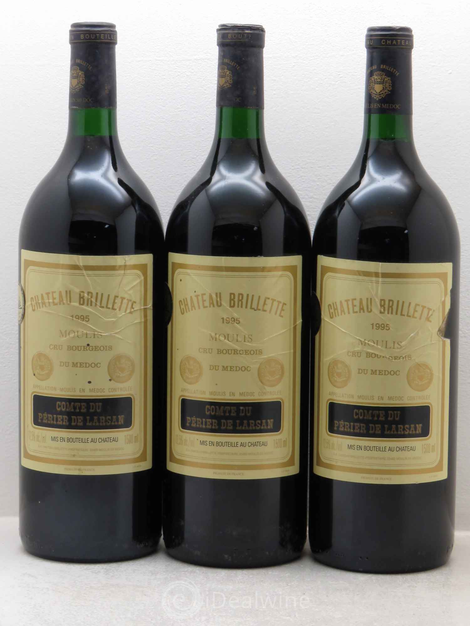 Château Brillette Cru Bourgeois 1995 - Lot de 3 magnums - 0