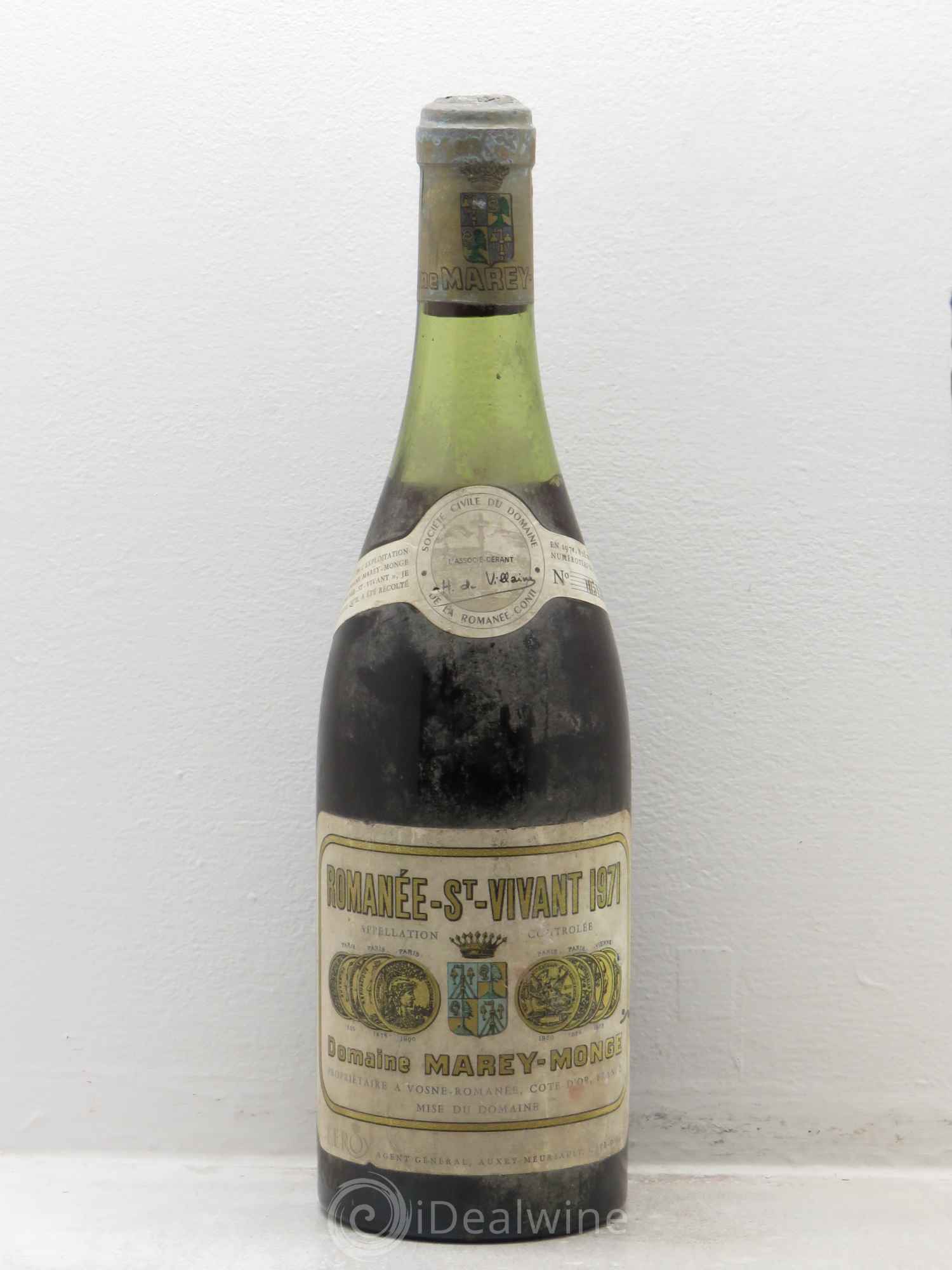 Romanée-Saint-Vivant Grand Cru Domaine de la Romanée-Conti marey monge 1971 - Posten von 1 Flasche - 0