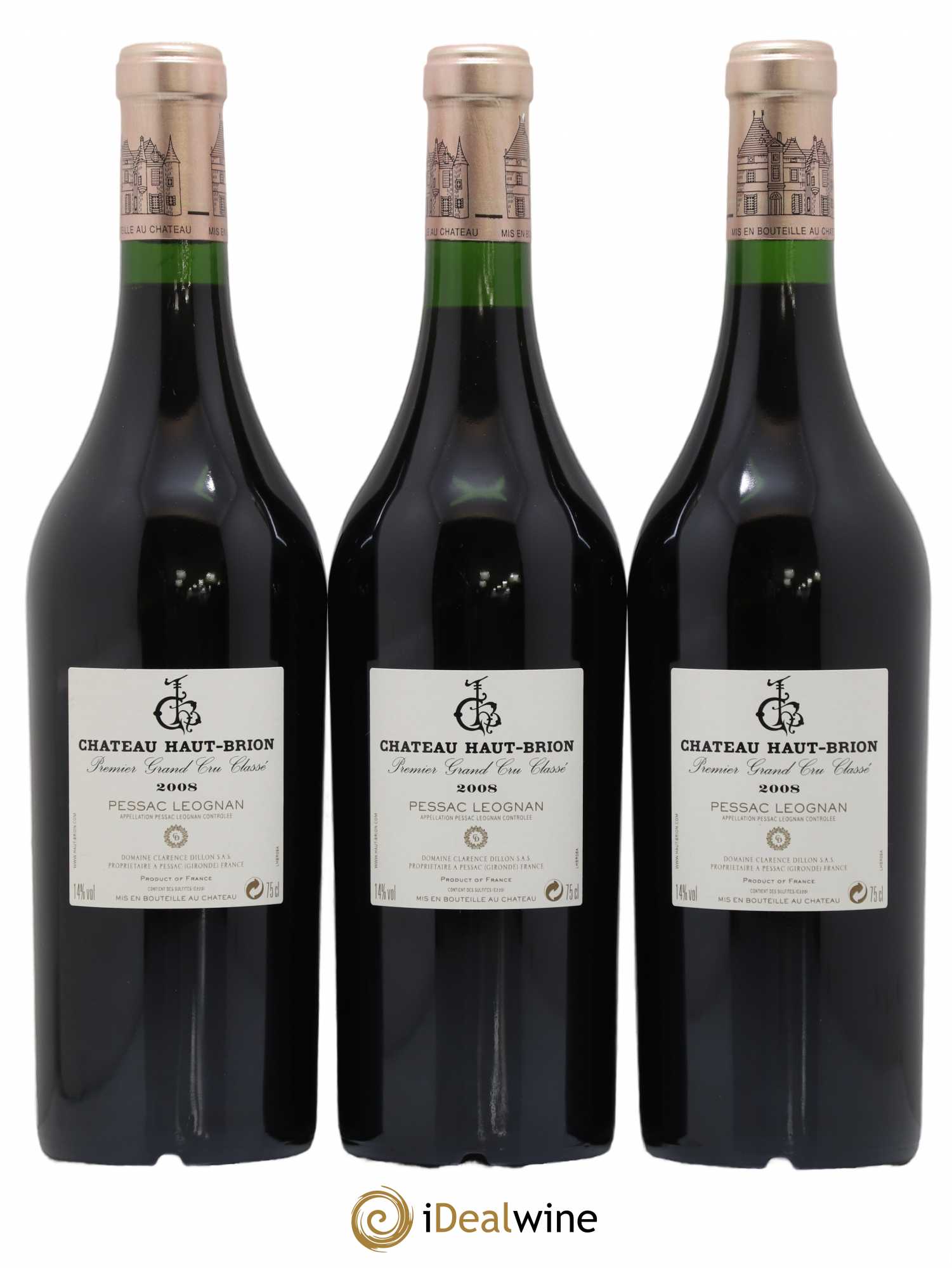 Château Haut Brion 1er Grand Cru Classé 2008 - Lot de 3 bouteilles - 1