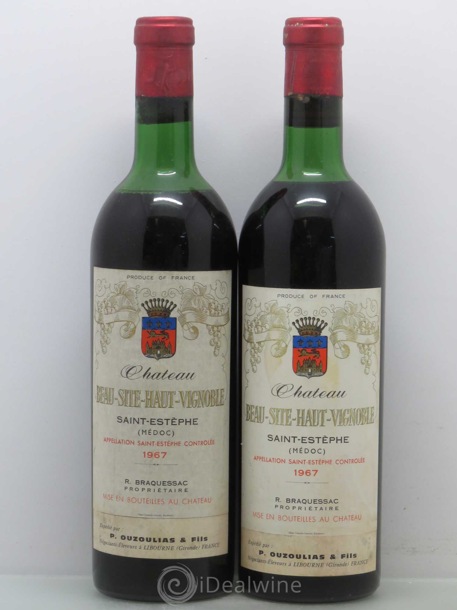 Château Beau Site Haut Vignoble Cru Bourgeois 1967 - Lot de 2 bouteilles - 0