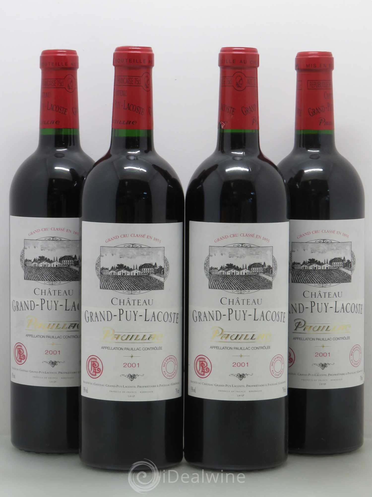 Château Grand Puy Lacoste 5ème Grand Cru Classé 2001 - Lot de 4 bouteilles - 0