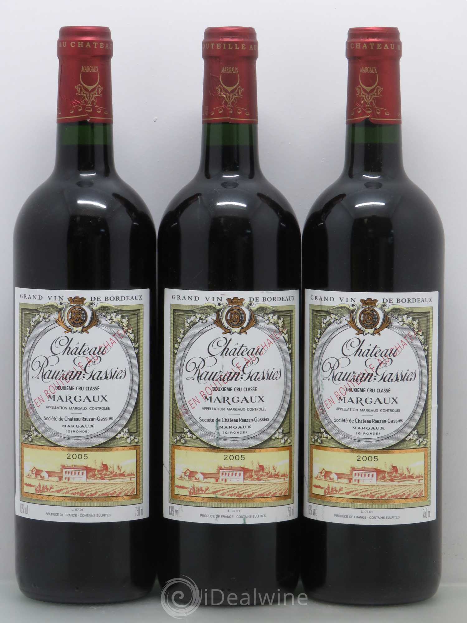 Château Rauzan-Gassies 2ème Grand Cru Classé 2005 - Lot de 3 bouteilles - 0