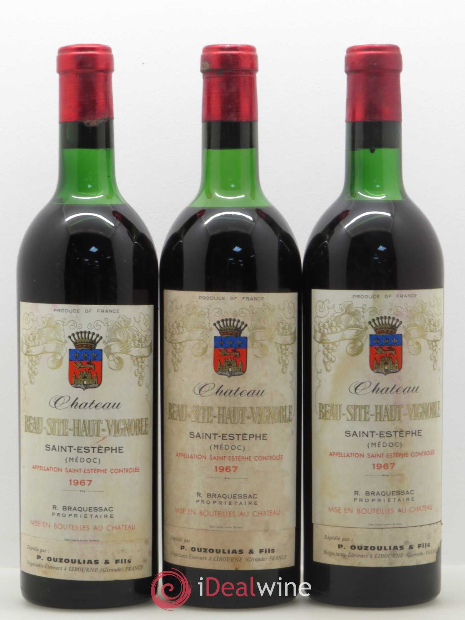 Château Beau Site Haut Vignoble Cru Bourgeois 1967 - Posten von 3 Flaschen - 0