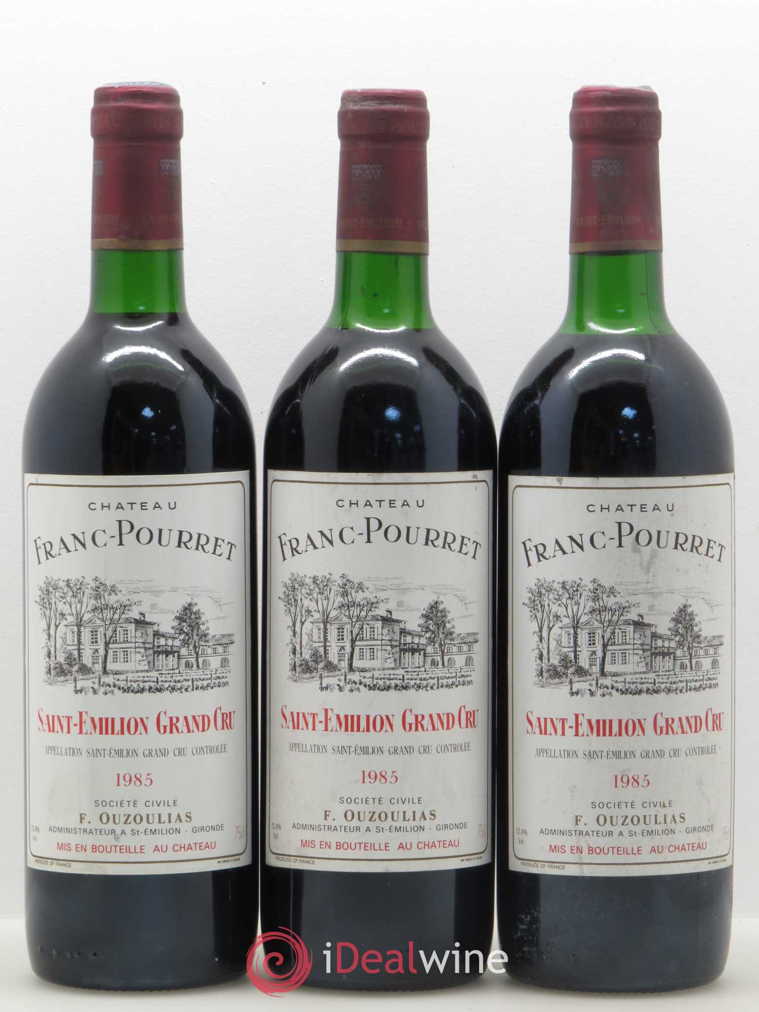 Saint-Émilion Château Franc Pourret 1985 - Lot de 3 bouteilles - 0