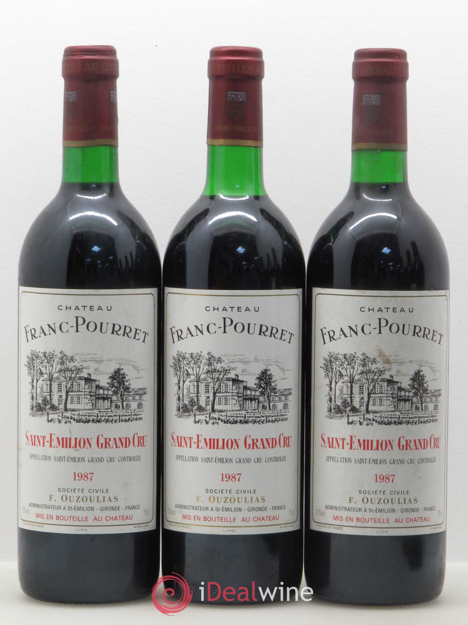 Saint-Émilion Château Franc Pourret 1987 - Lot de 6 bouteilles - 1