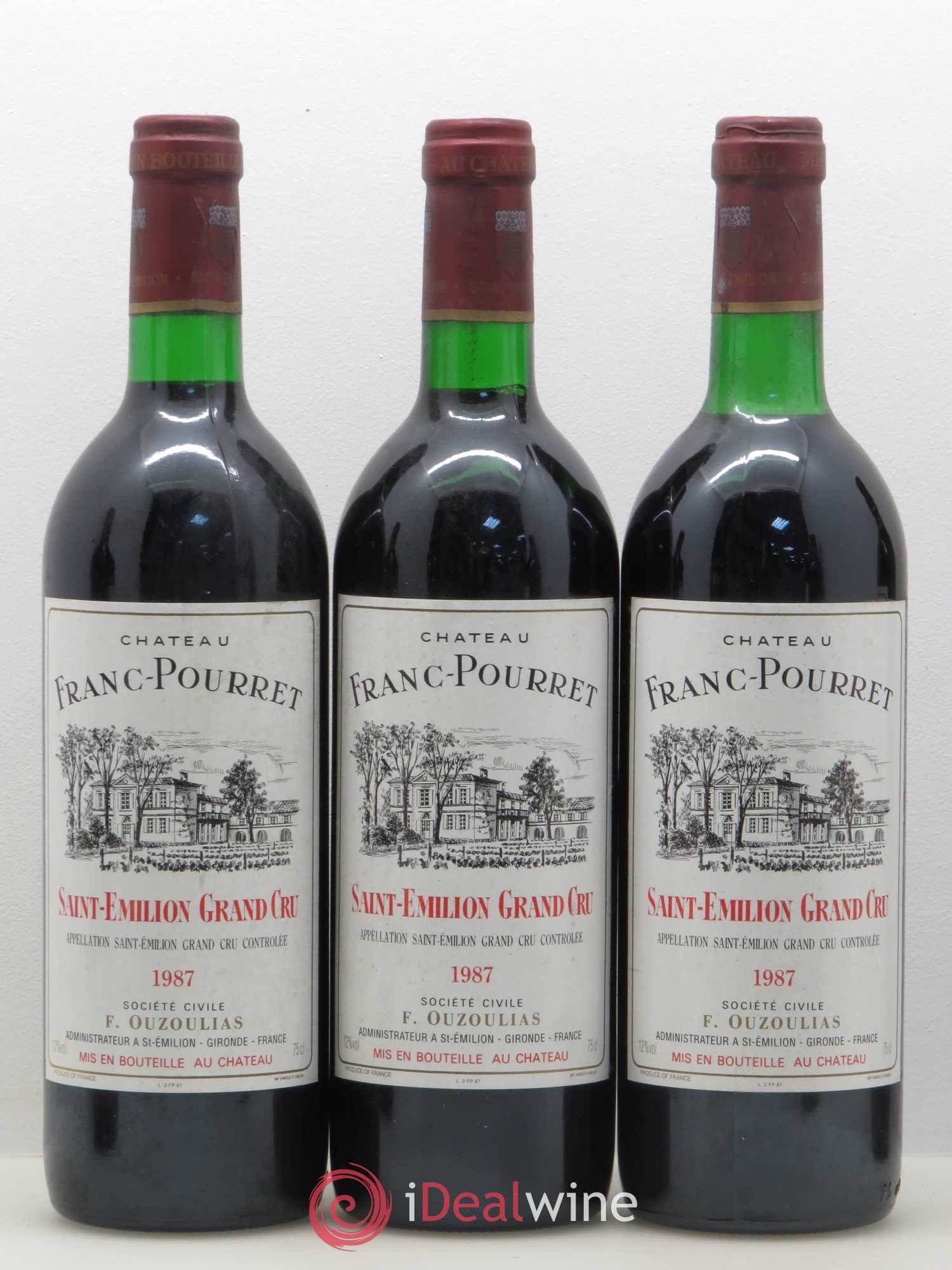 Saint-Émilion Château Franc Pourret 1987 - Lot de 6 bouteilles - 1