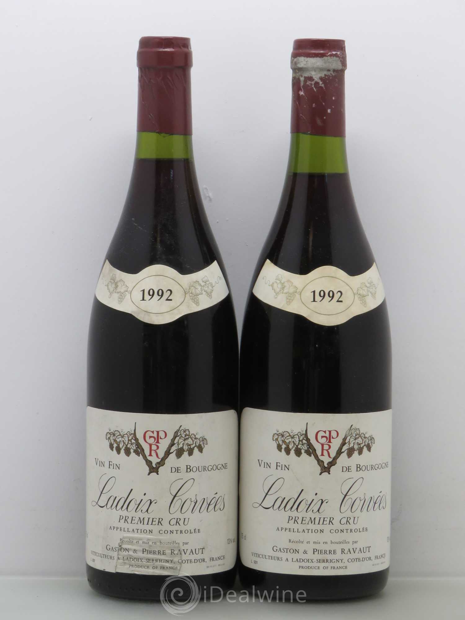 Ladoix 1er Cru Corvées - Gaston et Pierre Ravaut 1992 - Lot de 2 bouteilles - 0
