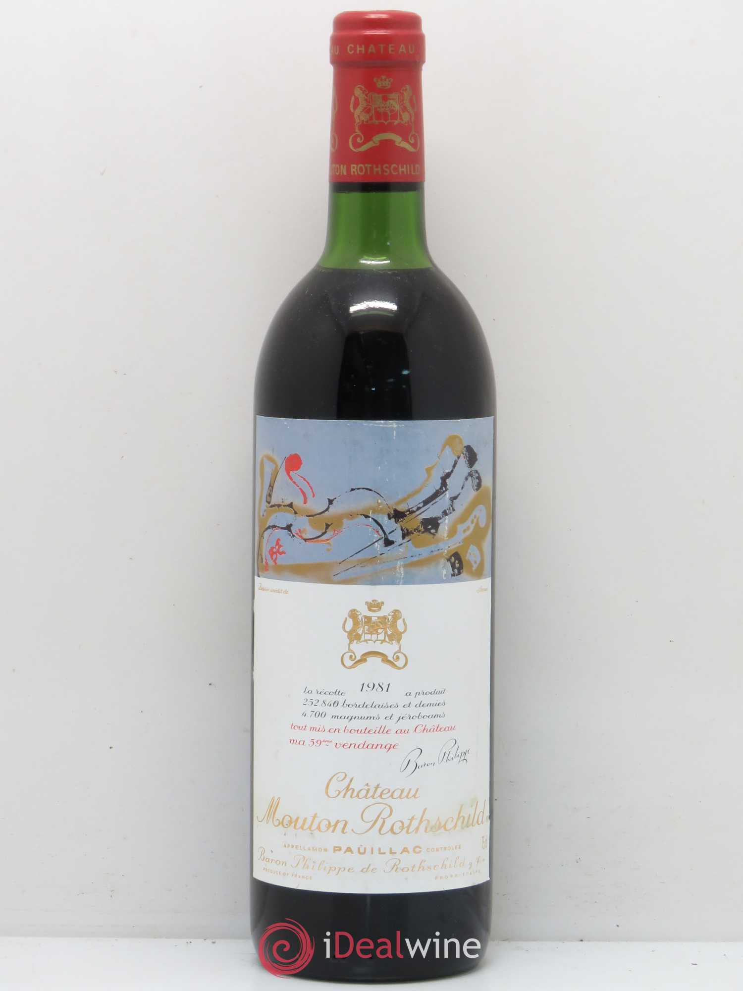 Château Mouton Rothschild 1er Grand Cru Classé 1981 - Lot de 1 bouteille - 0