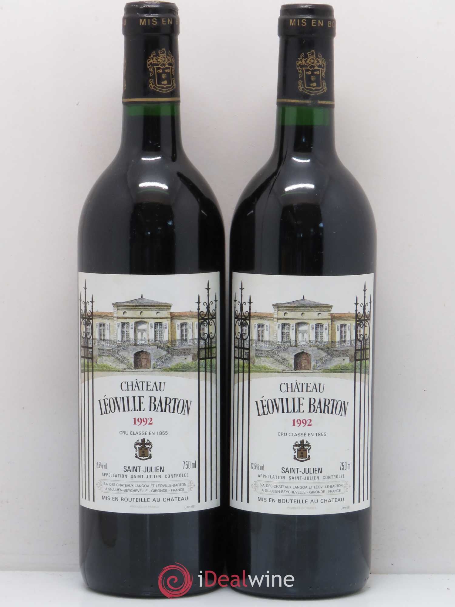 Château Léoville Barton 2ème Grand Cru Classé 1992 - Lot de 2 bouteilles - 0