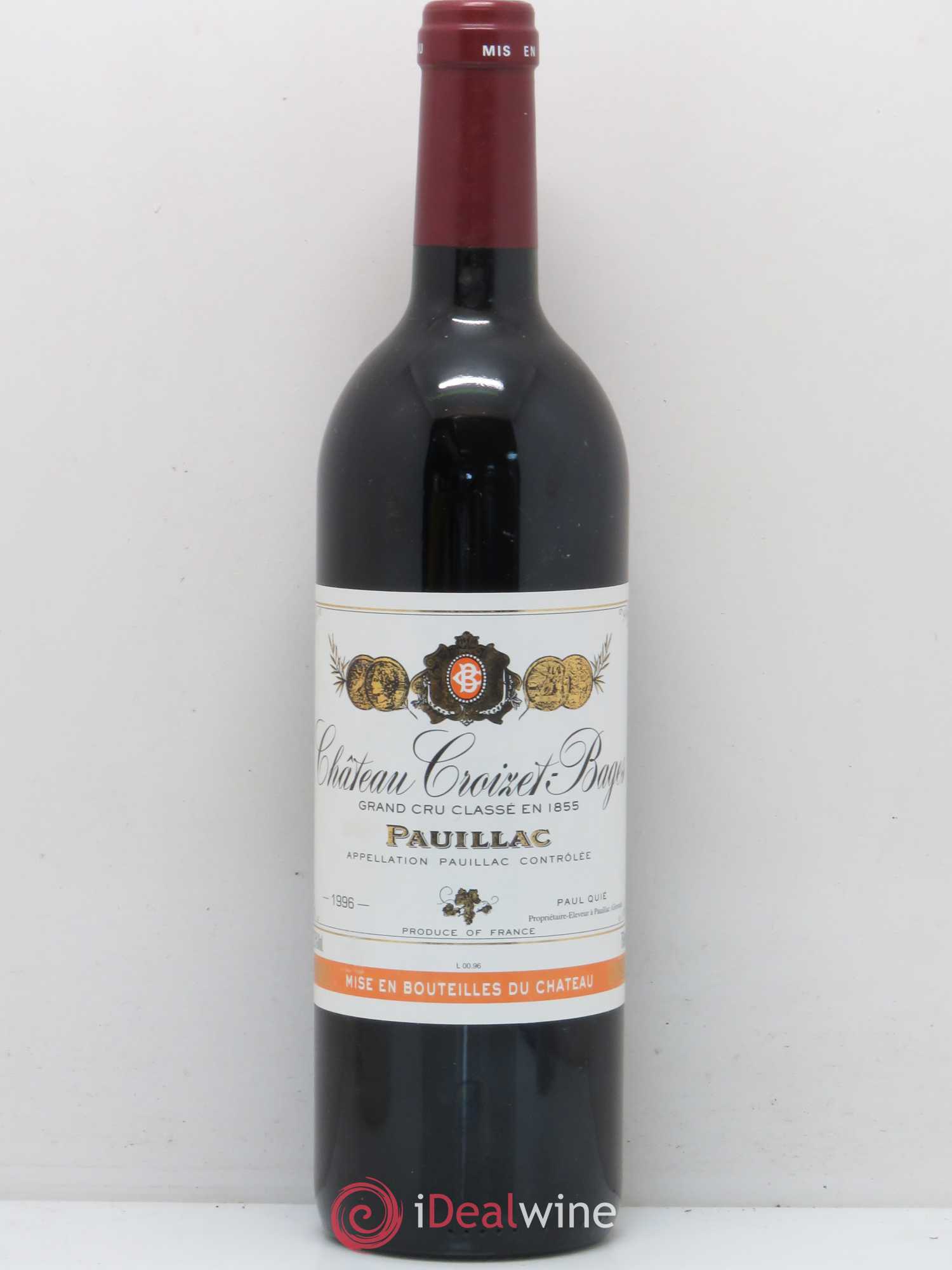 Château Croizet Bages 5ème Grand Cru Classé 1996 - Lot de 1 bouteille - 0