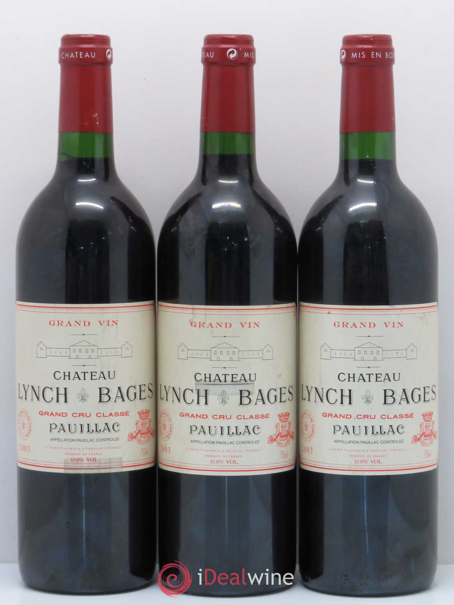 Château Lynch Bages 5ème Grand Cru Classé 2003 - Lot de 3 bouteilles - 0